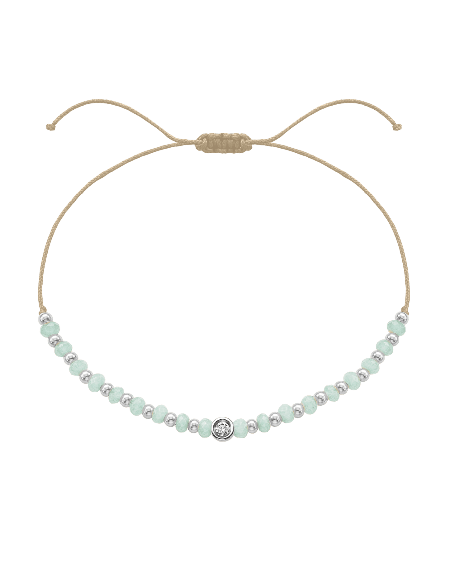 Apatite Gemstone String of Love Bracelet for Inspiration - 14K White Gold Bracelets 14K Solid Gold Beige Small: 0.03ct