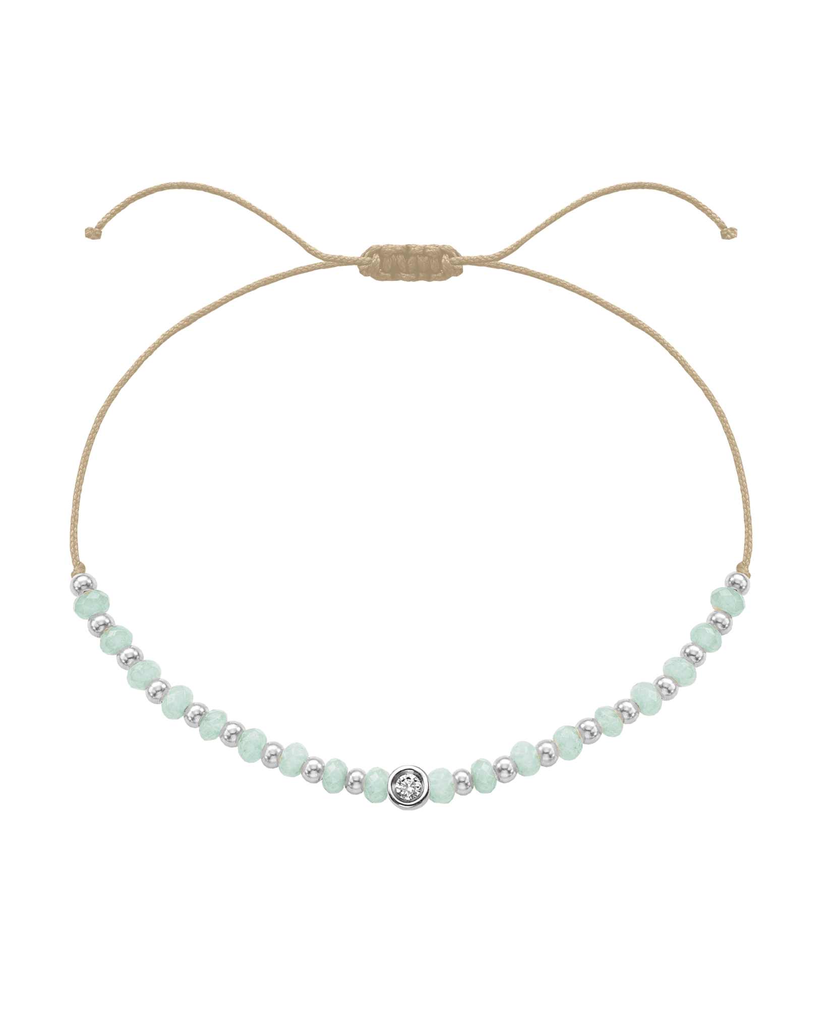 Apatite Gemstone String of Love Bracelet for Inspiration - 14K White Gold Bracelets 14K Solid Gold Beige Small: 0.03ct