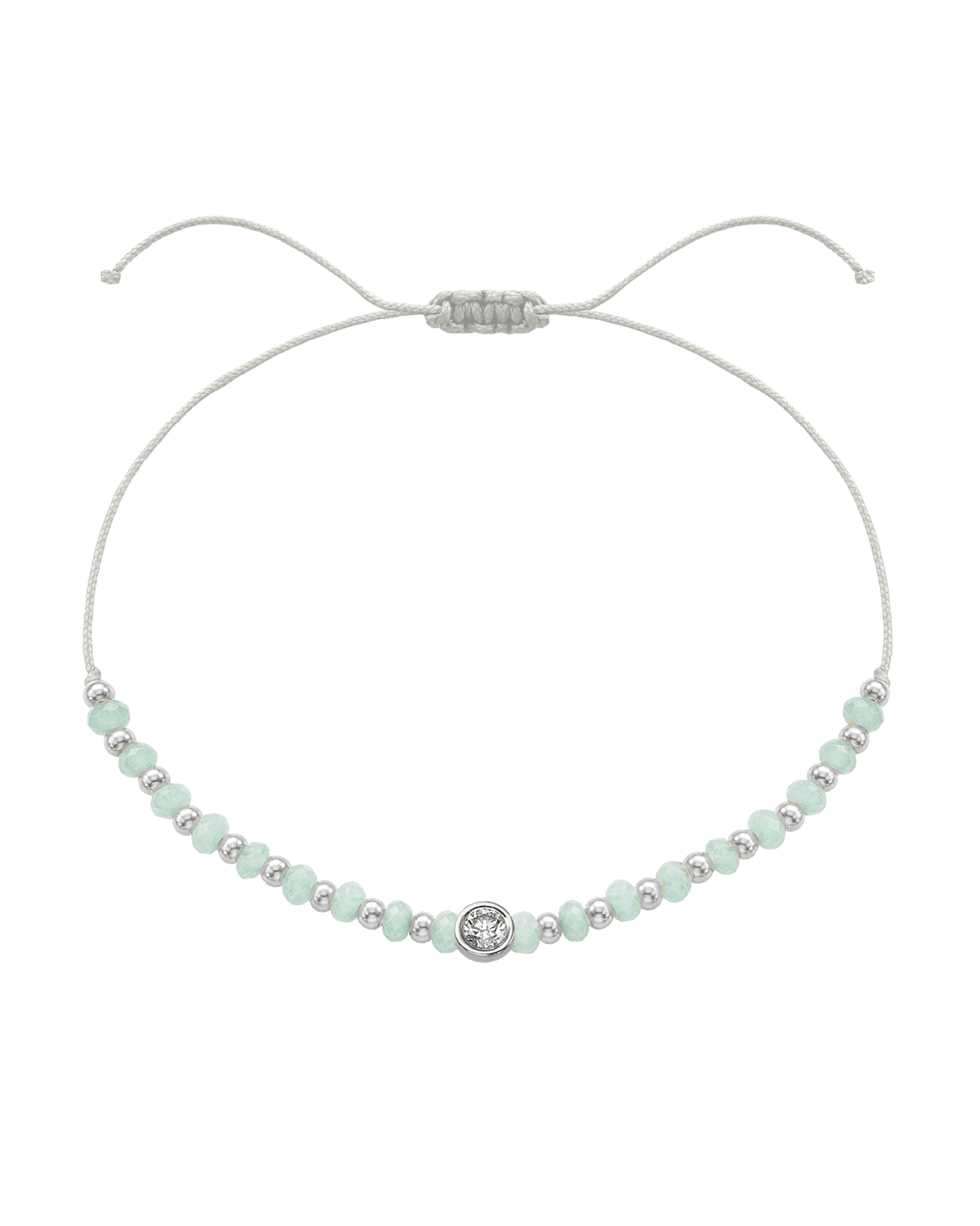 Apatite Gemstone String of Love Bracelet for Inspiration - 14K White Gold Bracelets 14K Solid Gold Pearl Large: 0.1ct