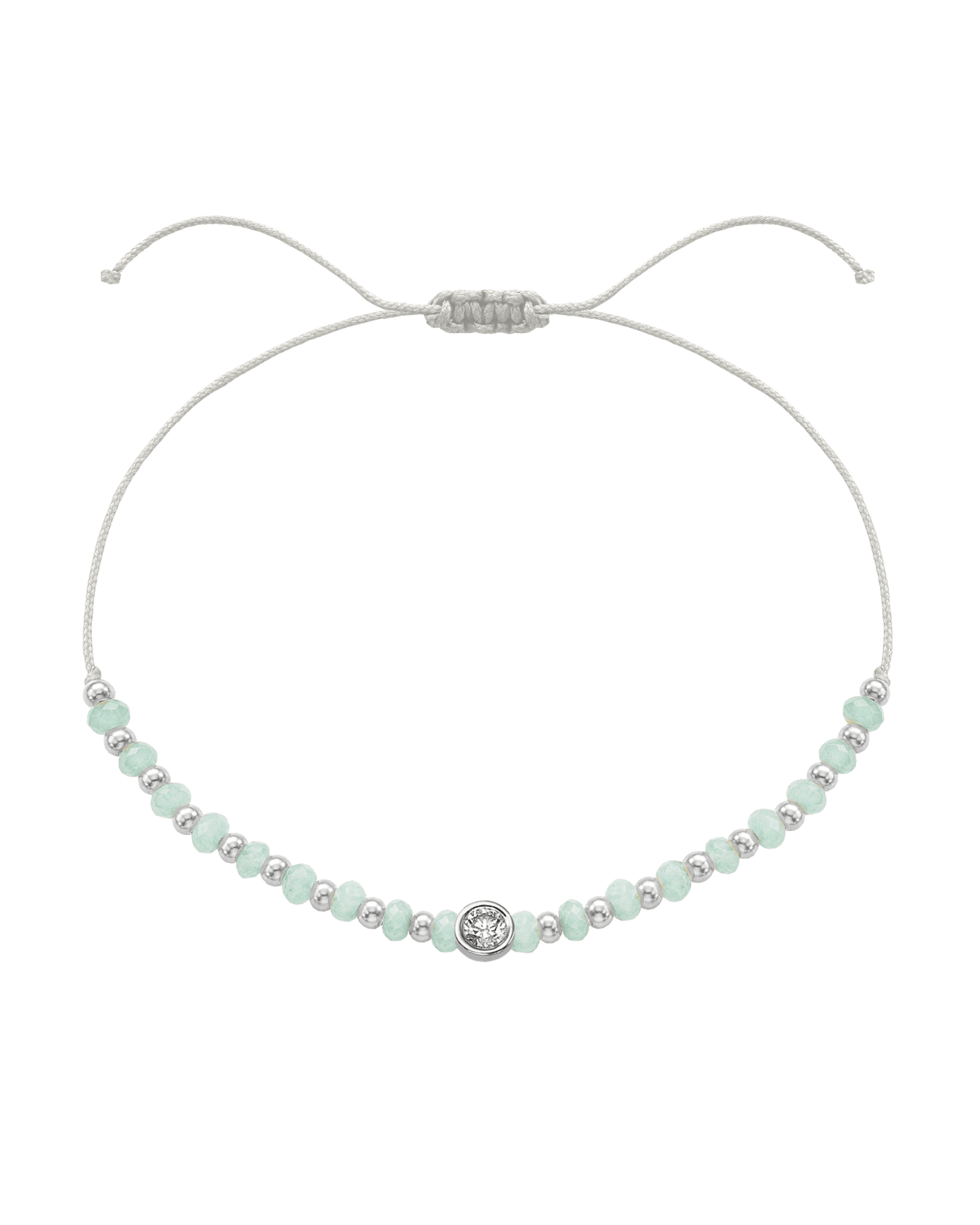 Apatite Gemstone String of Love Bracelet for Inspiration - 14K White Gold Bracelets 14K Solid Gold Pearl Large: 0.1ct
