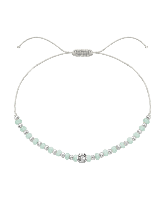 Apatite Gemstone String of Love Bracelet for Inspiration - 14K White Gold Bracelets 14K Solid Gold Pearl Large: 0.1ct