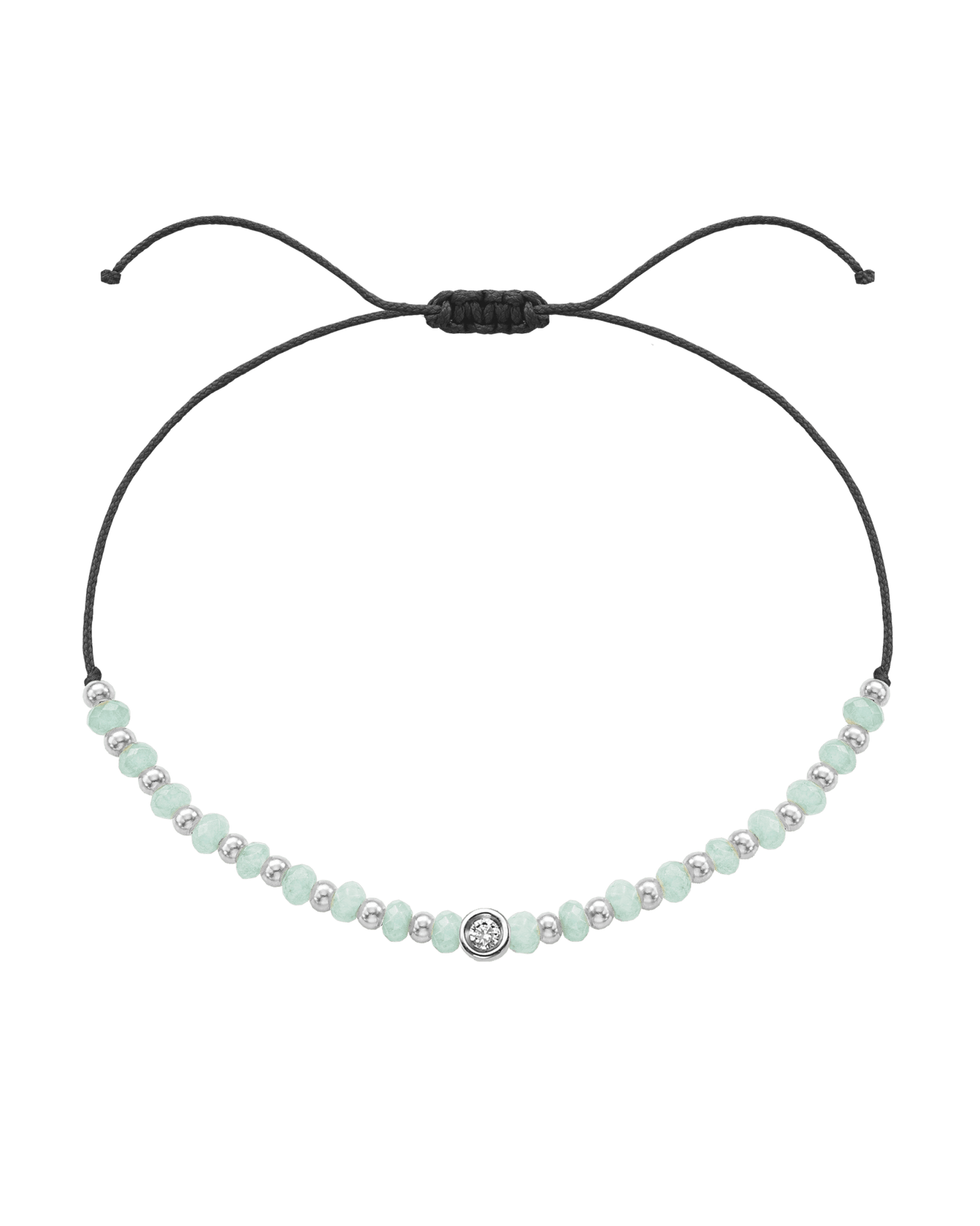 Apatite Gemstone String of Love Bracelet for Inspiration - 14K White Gold Bracelets 14K Solid Gold Black Small: 0.03ct