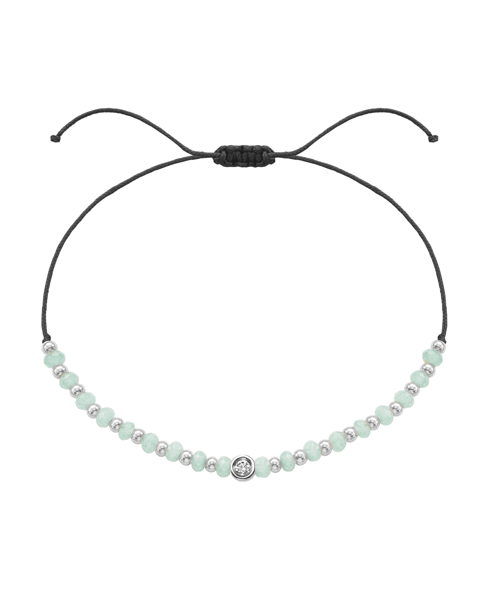 Apatite Gemstone String of Love Bracelet for Inspiration - 14K White Gold Bracelets 14K Solid Gold Black Small: 0.03ct