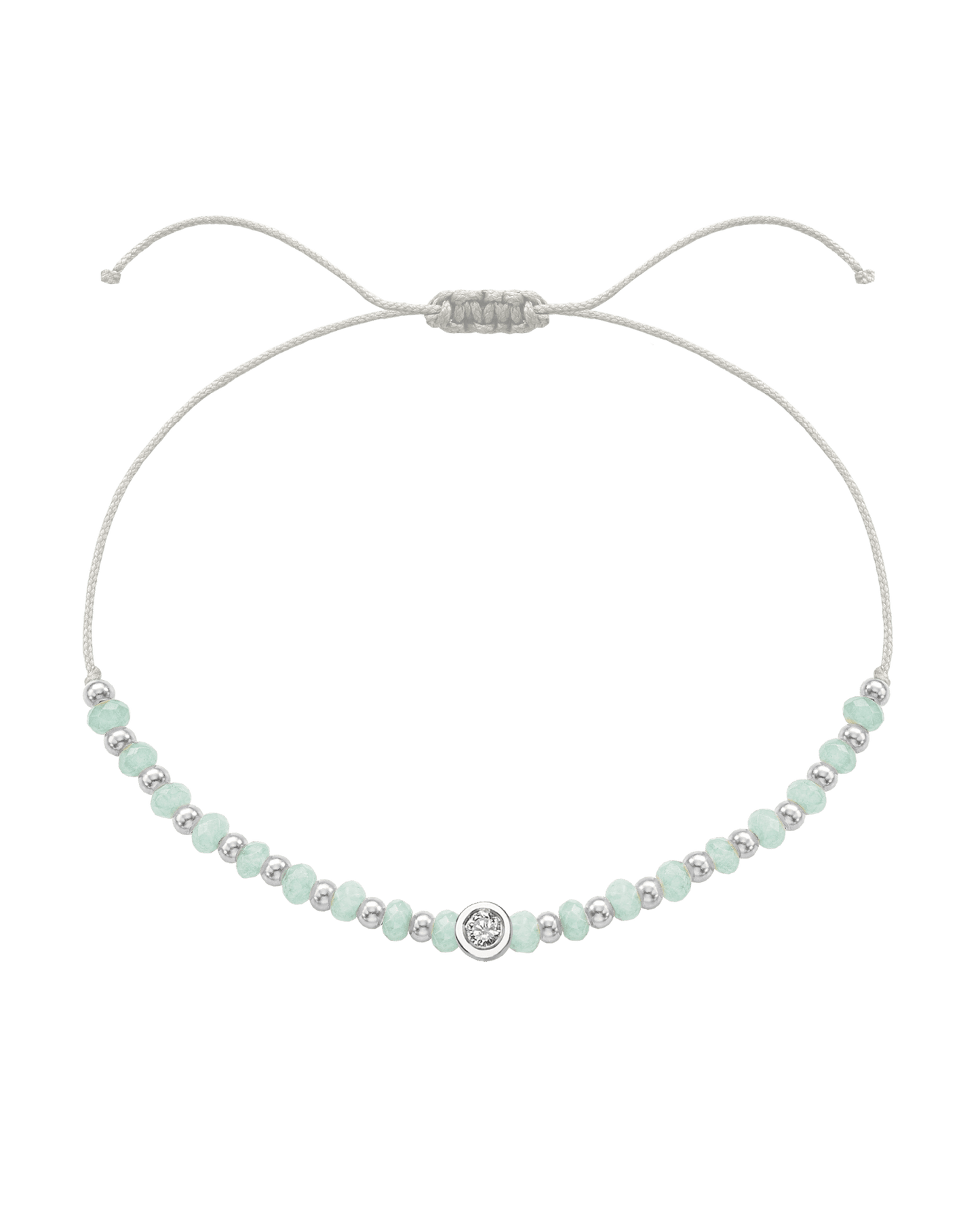 Apatite Gemstone String of Love Bracelet for Inspiration - 14K White Gold Bracelets 14K Solid Gold Pearl Medium: 0.04ct