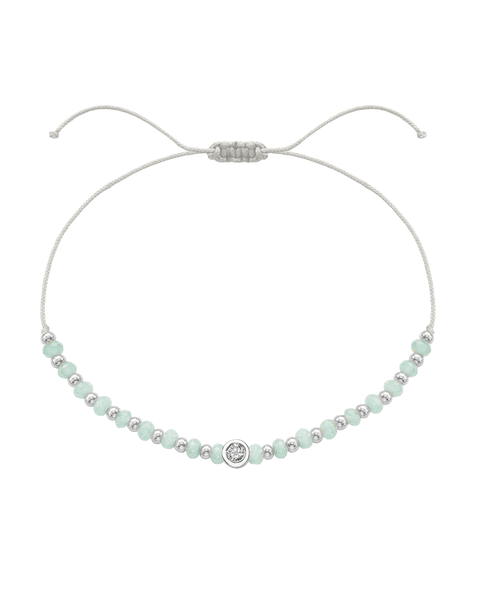 Apatite Gemstone String of Love Bracelet for Inspiration - 14K White Gold Bracelets 14K Solid Gold Pearl Medium: 0.04ct