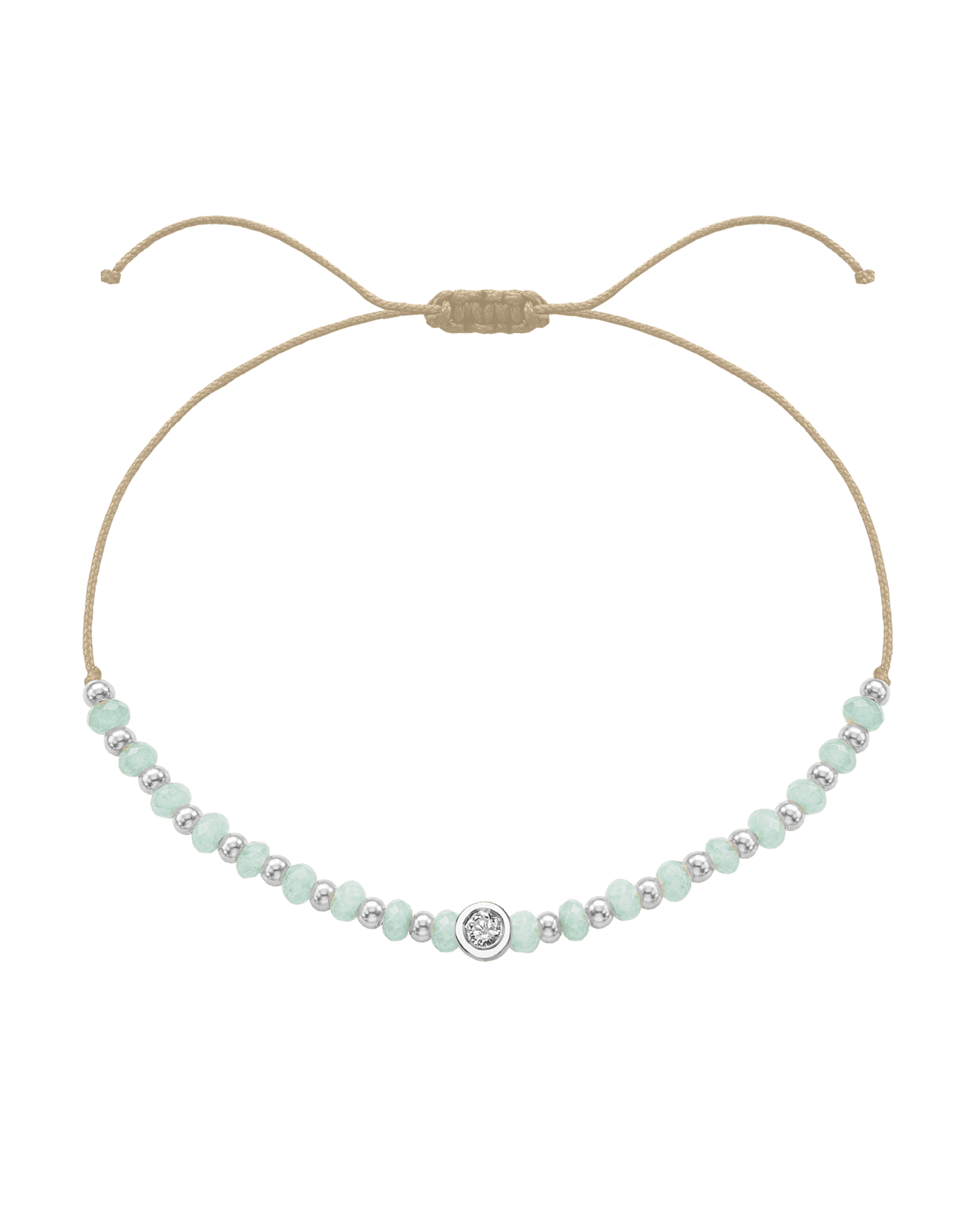Apatite Gemstone String of Love Bracelet for Inspiration - 14K White Gold Bracelets 14K Solid Gold Beige Medium: 0.04ct