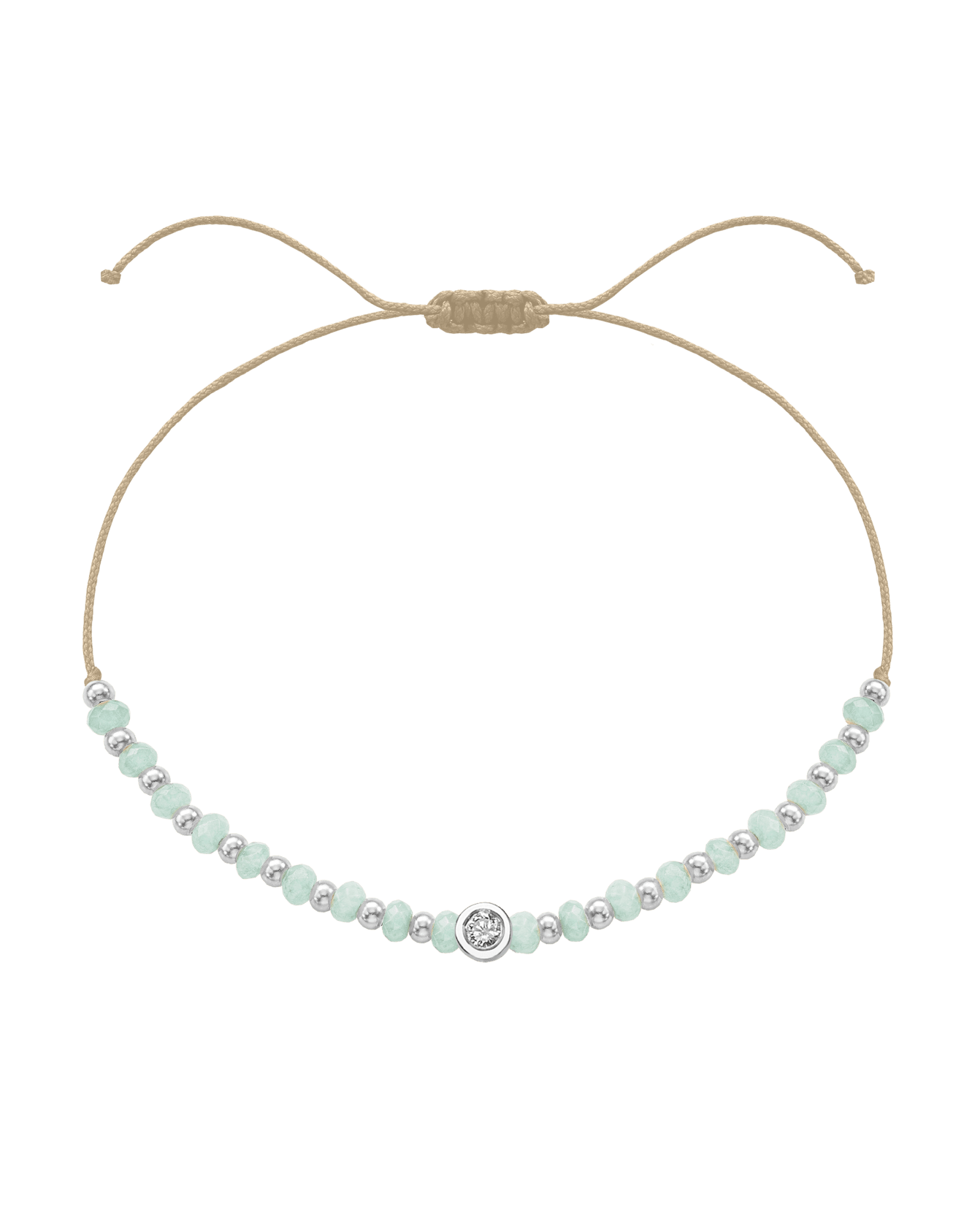Apatite Gemstone String of Love Bracelet for Inspiration - 14K White Gold Bracelets 14K Solid Gold Beige Medium: 0.04ct