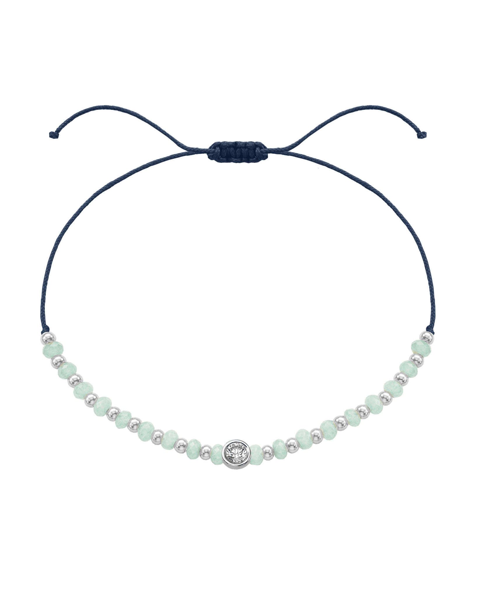 Apatite Gemstone String of Love Bracelet for Inspiration - 14K White Gold Bracelets 14K Solid Gold Navy Blue Large: 0.1ct