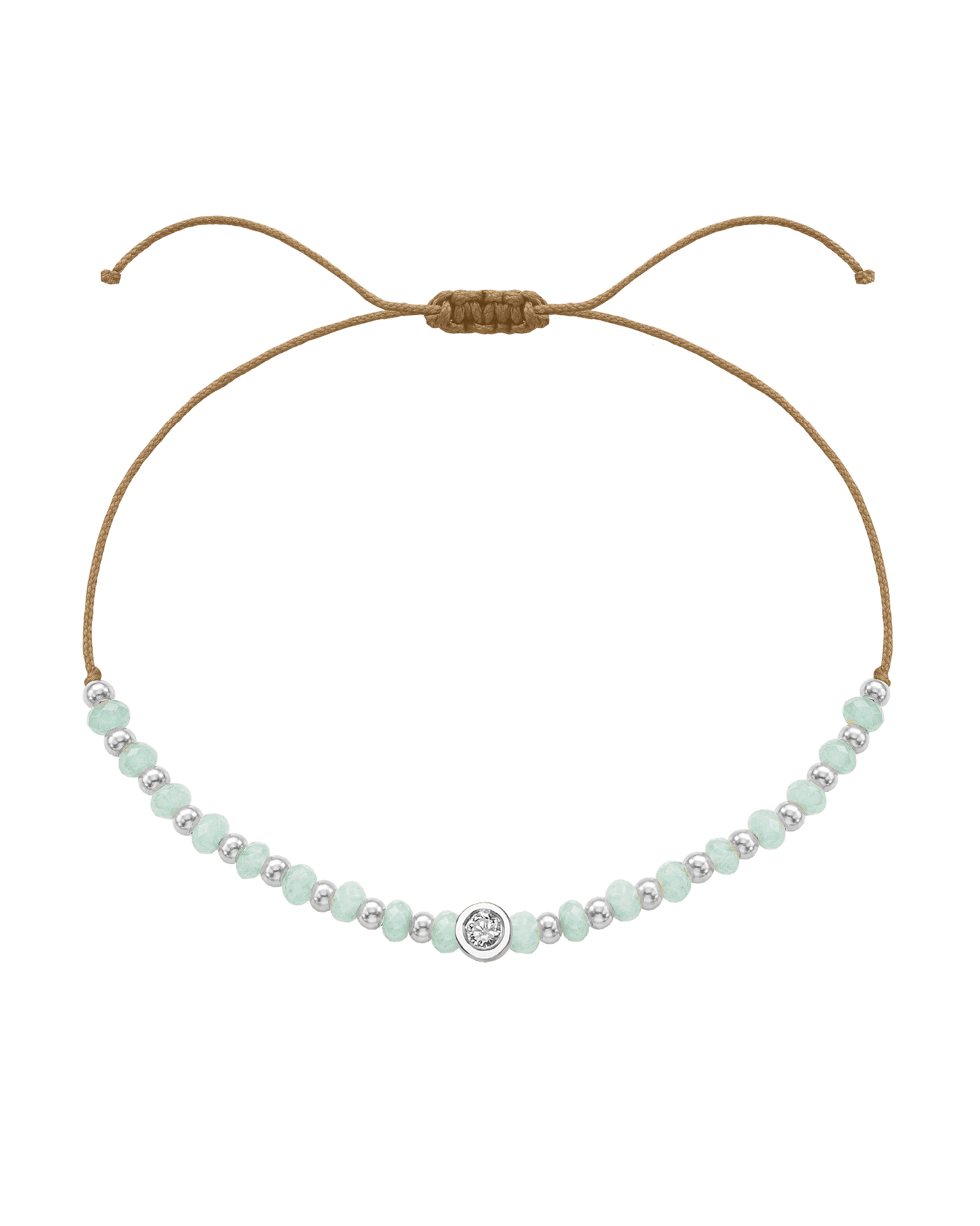 Apatite Gemstone String of Love Bracelet for Inspiration - 14K White Gold Bracelets 14K Solid Gold Camel Medium: 0.04ct
