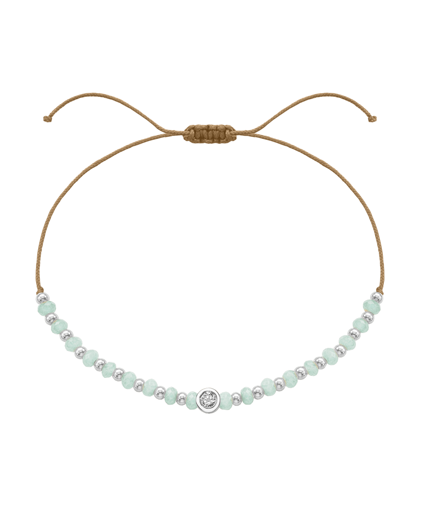 Apatite Gemstone String of Love Bracelet for Inspiration - 14K White Gold Bracelets 14K Solid Gold Camel Medium: 0.04ct