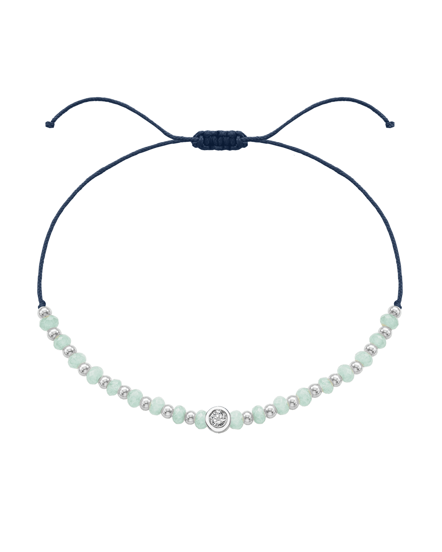 Apatite Gemstone String of Love Bracelet for Inspiration - 14K White Gold Bracelets 14K Solid Gold Navy Blue Medium: 0.04ct