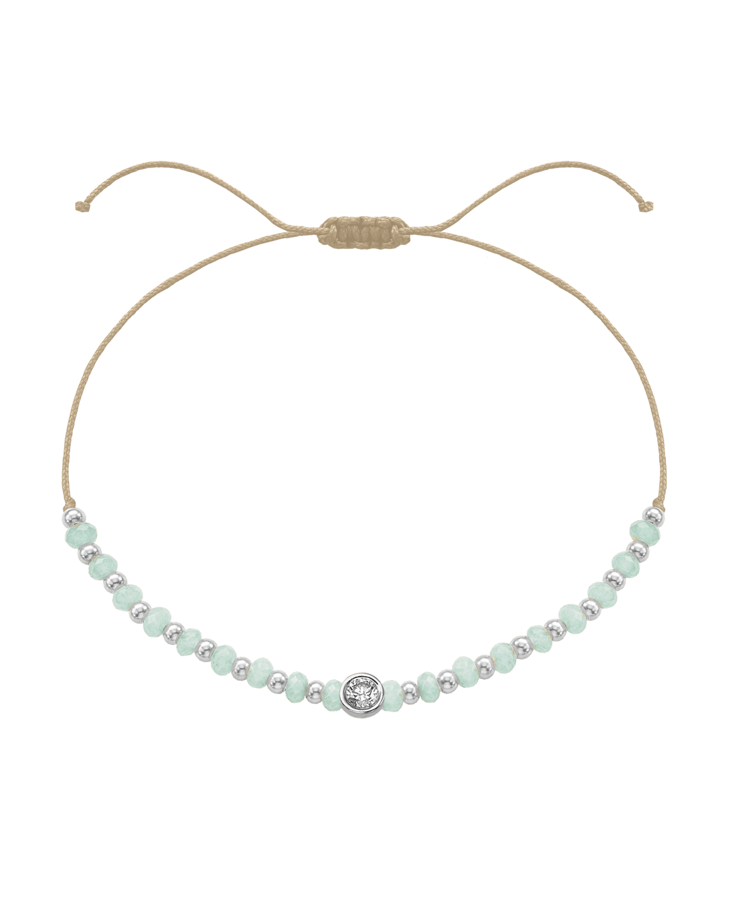 Apatite Gemstone String of Love Bracelet for Inspiration - 14K White Gold Bracelets 14K Solid Gold Beige Large: 0.1ct