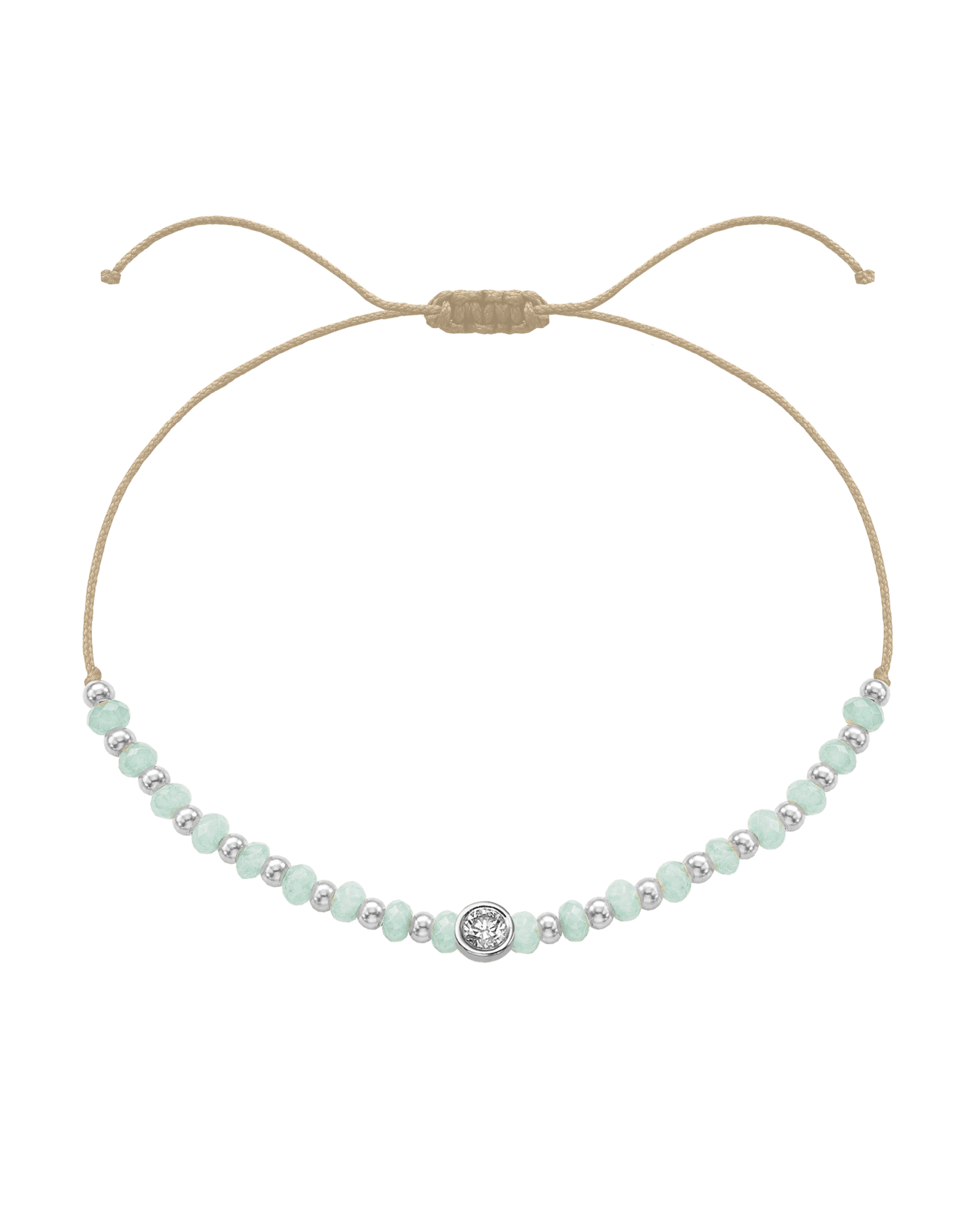 Apatite Gemstone String of Love Bracelet for Inspiration - 14K White Gold Bracelets 14K Solid Gold Beige Large: 0.1ct