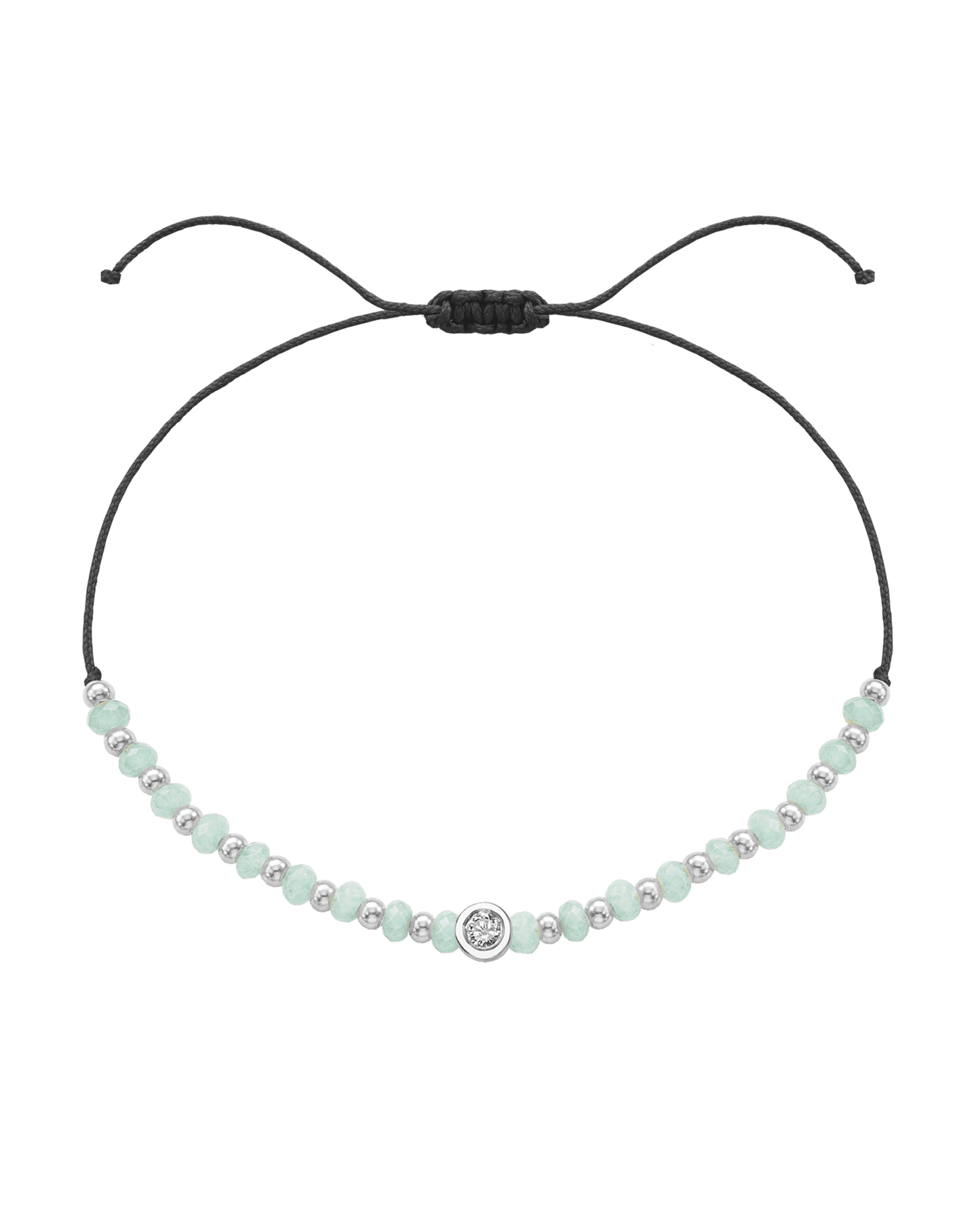 Apatite Gemstone String of Love Bracelet for Inspiration - 14K White Gold Bracelets 14K Solid Gold Black Medium: 0.04ct