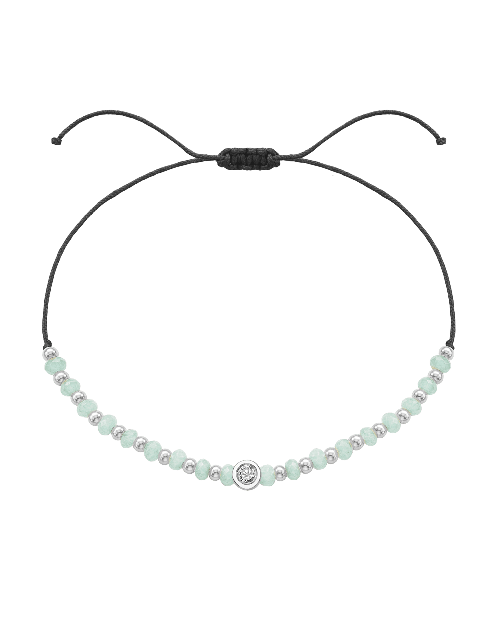 Apatite Gemstone String of Love Bracelet for Inspiration - 14K White Gold Bracelets 14K Solid Gold Black Medium: 0.04ct