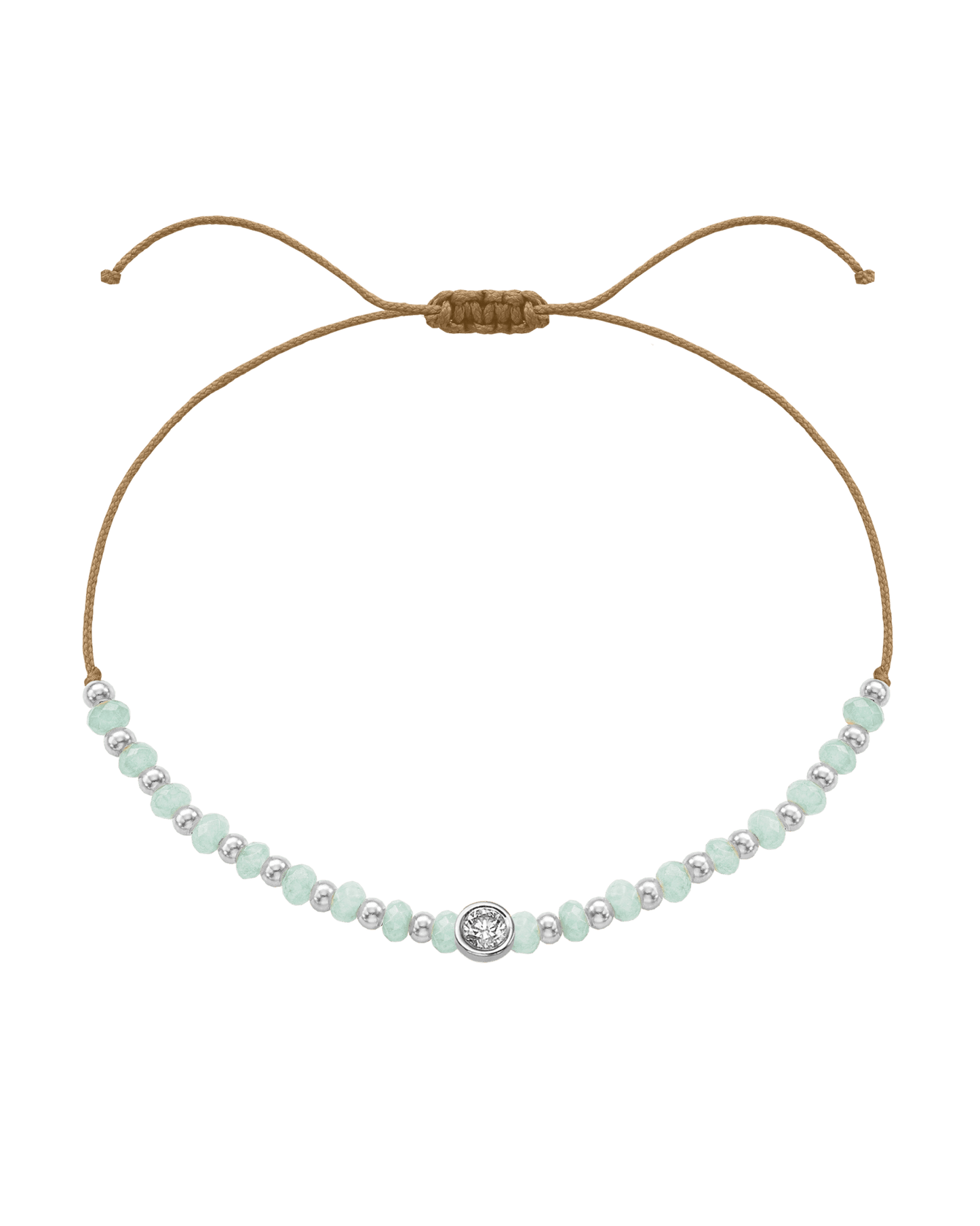 Apatite Gemstone String of Love Bracelet for Inspiration - 14K White Gold Bracelets 14K Solid Gold Camel Large: 0.1ct