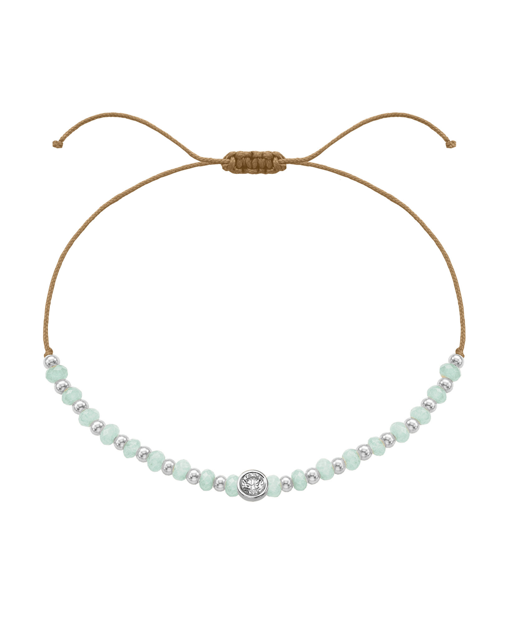 Apatite Gemstone String of Love Bracelet for Inspiration - 14K White Gold Bracelets 14K Solid Gold Camel Large: 0.1ct