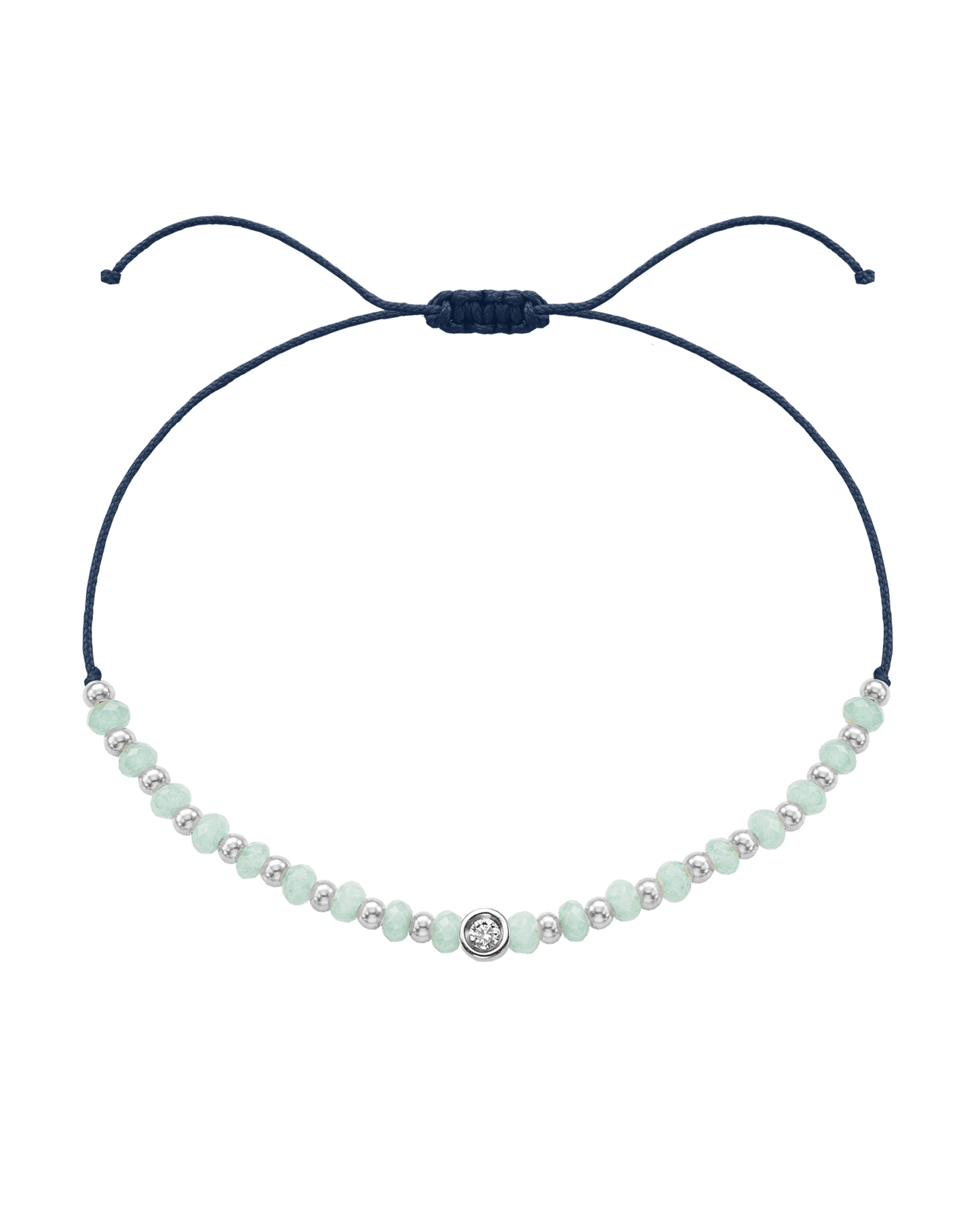 Apatite Gemstone String of Love Bracelet for Inspiration - 14K White Gold Bracelets 14K Solid Gold Navy Blue Small: 0.03ct