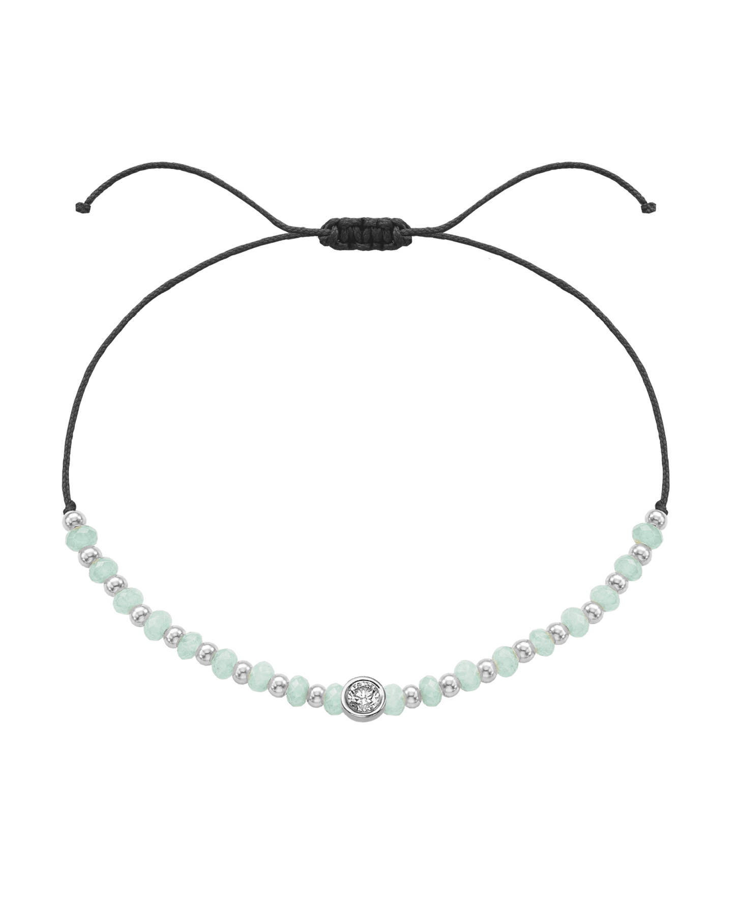 Apatite Gemstone String of Love Bracelet for Inspiration - 14K White Gold Bracelets 14K Solid Gold Black Large: 0.1ct