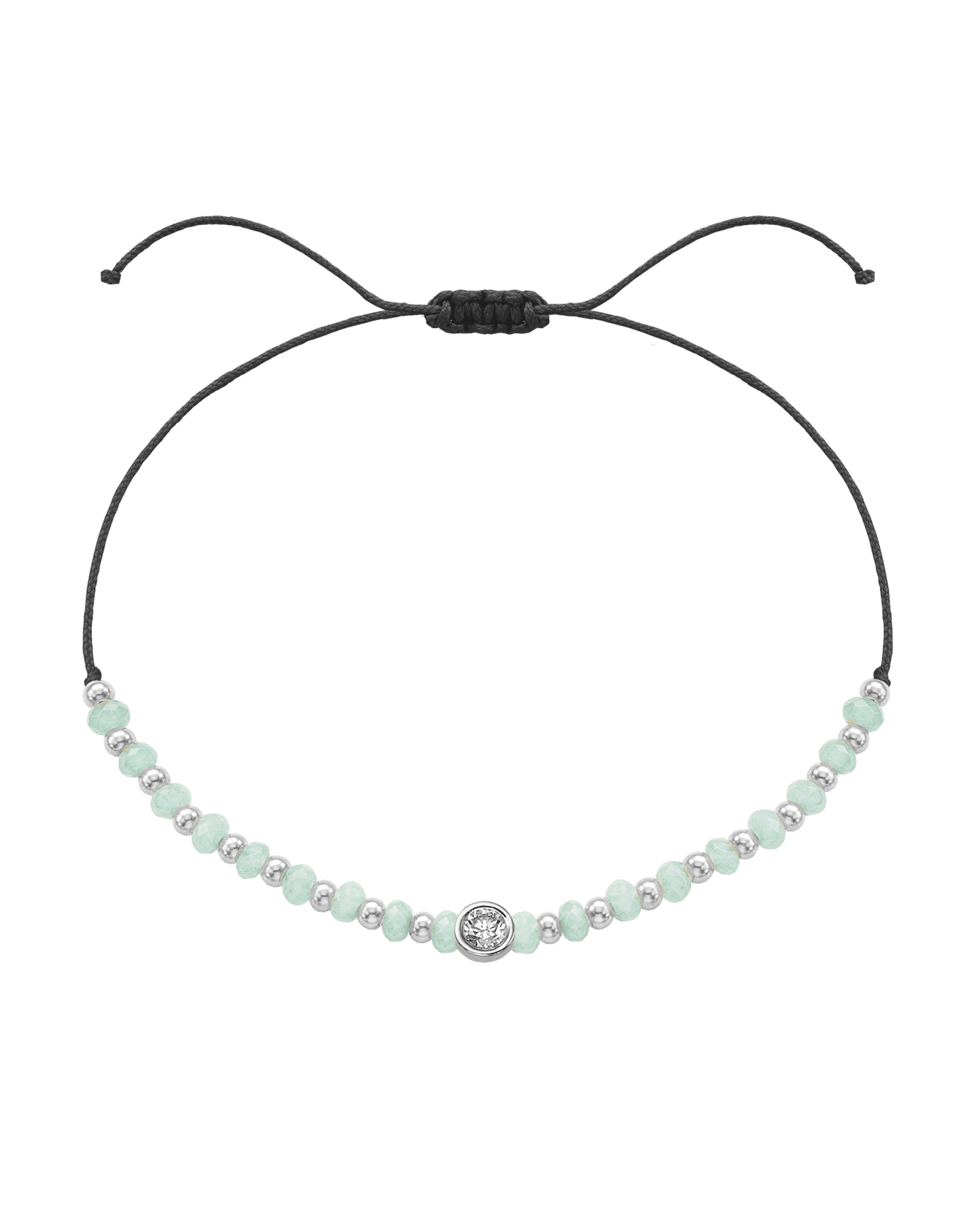 Apatite Gemstone String of Love Bracelet for Inspiration - 14K White Gold Bracelets 14K Solid Gold Black Large: 0.1ct
