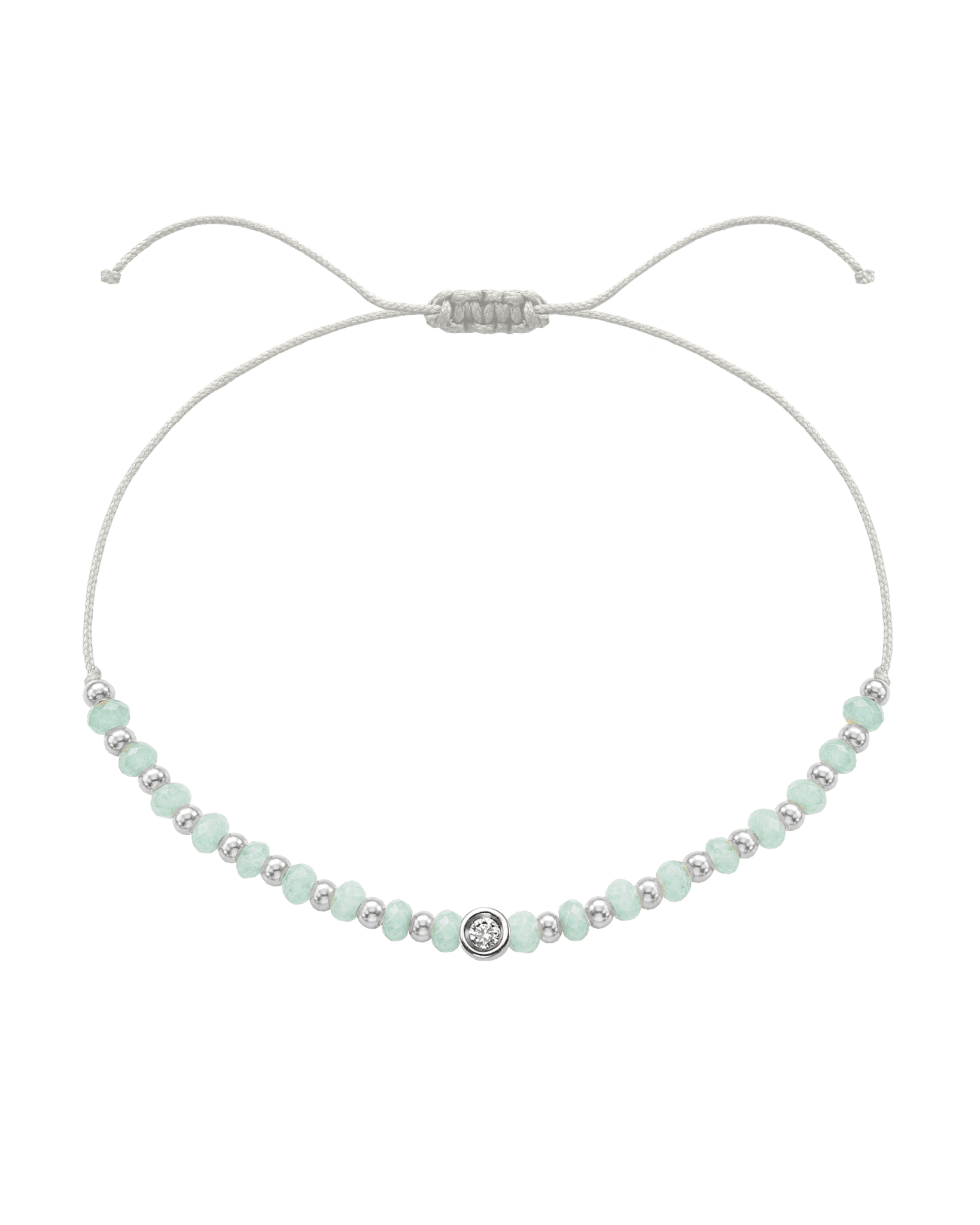 Apatite Gemstone String of Love Bracelet for Inspiration - 14K White Gold Bracelets 14K Solid Gold Pearl Small: 0.03ct