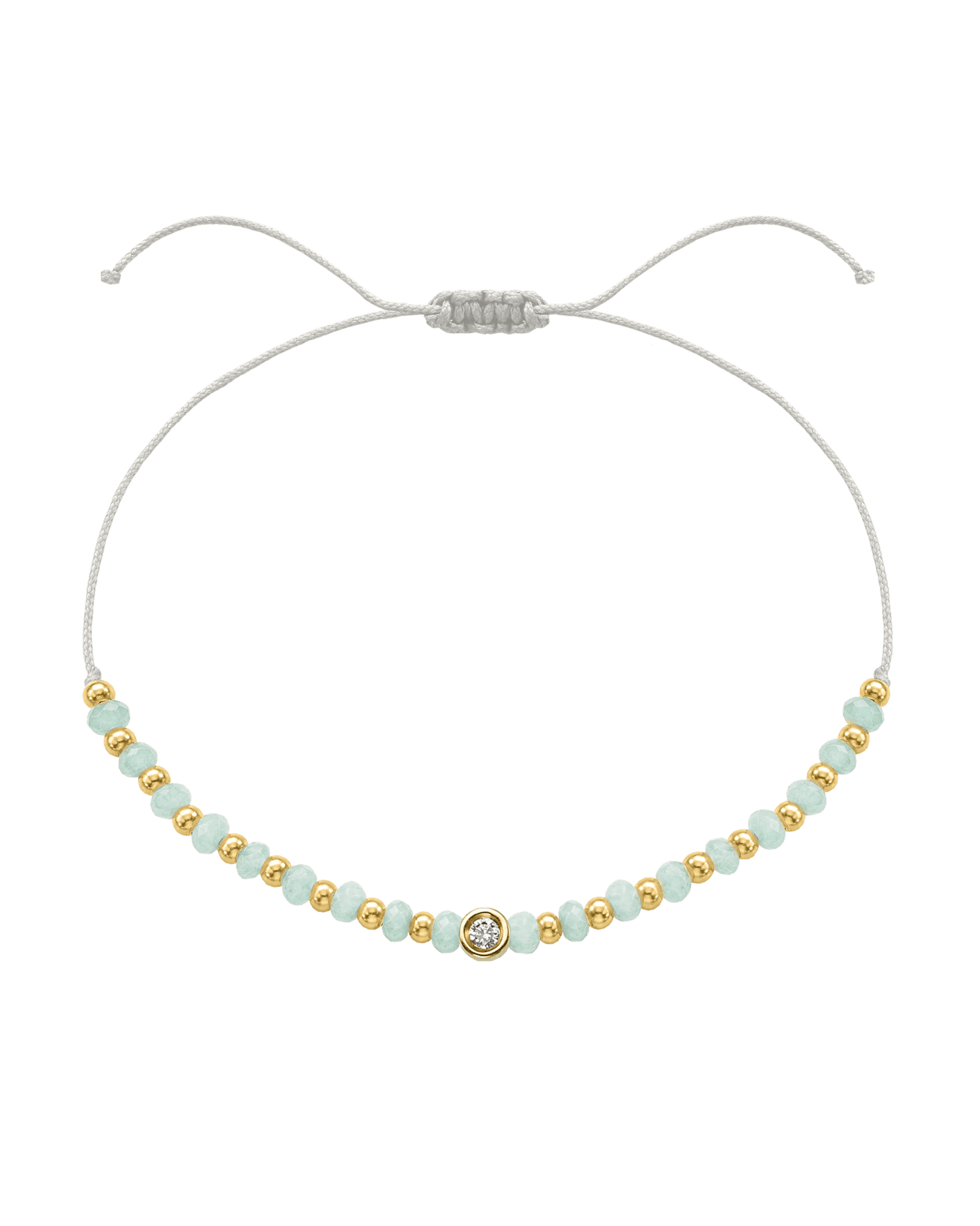 Apatite Gemstone String of Love Bracelet for Inspiration - 14K Yellow Gold Bracelets 14K Solid Gold Pearl Small: 0.03ct