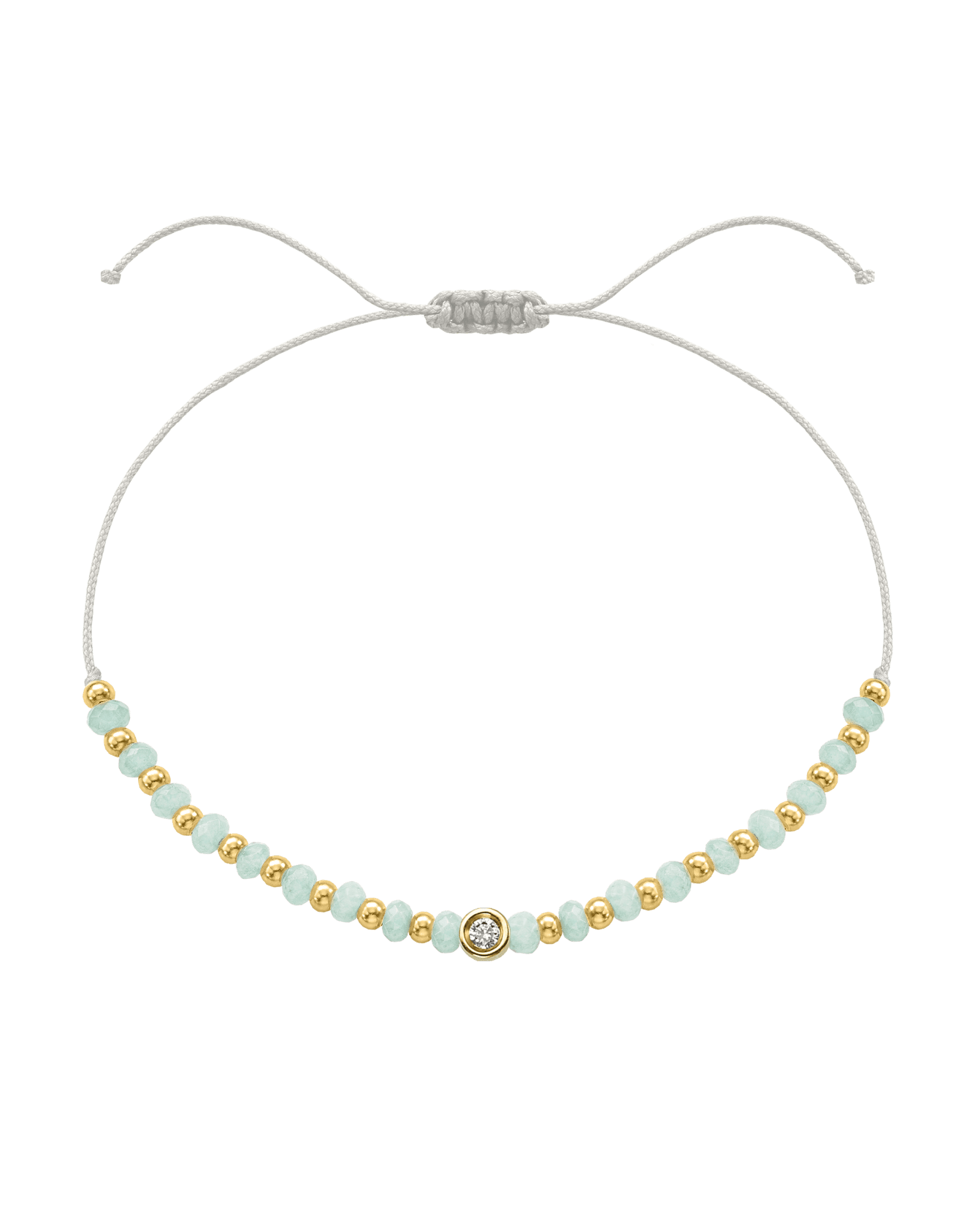 Apatite Gemstone String of Love Bracelet for Inspiration - 14K Yellow Gold Bracelets 14K Solid Gold Pearl Small: 0.03ct