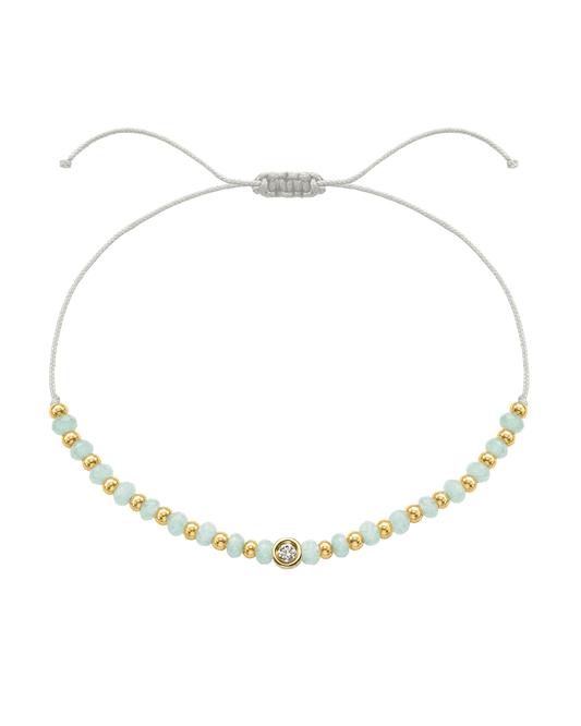Apatite Gemstone String of Love Bracelet for Inspiration - 14K Yellow Gold Bracelets 14K Solid Gold Pearl Small: 0.03ct