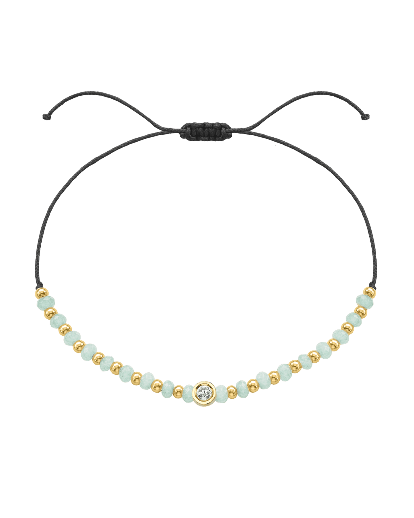 Apatite Gemstone String of Love Bracelet for Inspiration - 14K Yellow Gold Bracelets 14K Solid Gold Black Medium: 0.04ct