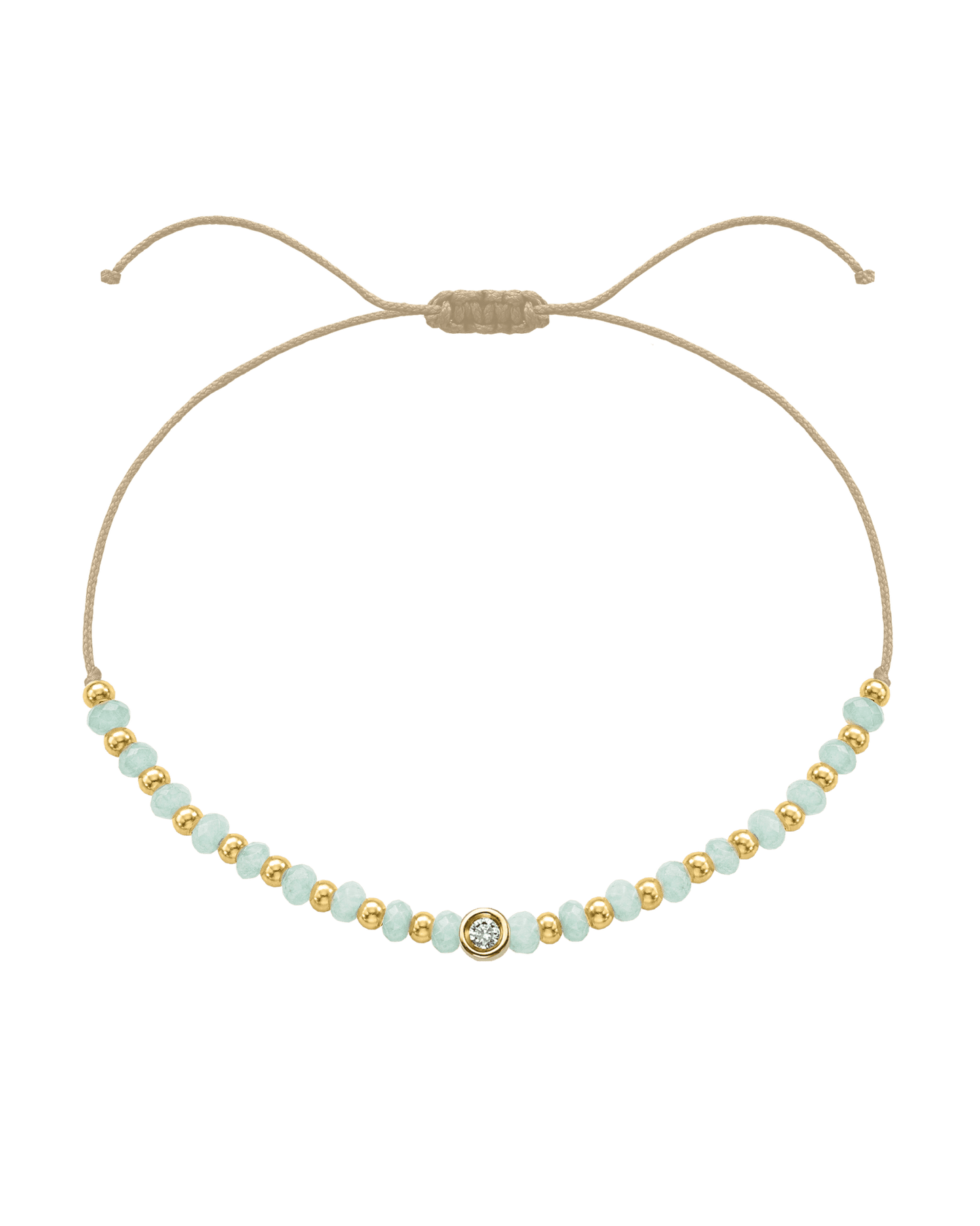 Apatite Gemstone String of Love Bracelet for Inspiration - 14K Yellow Gold Bracelets 14K Solid Gold Beige Small: 0.03ct