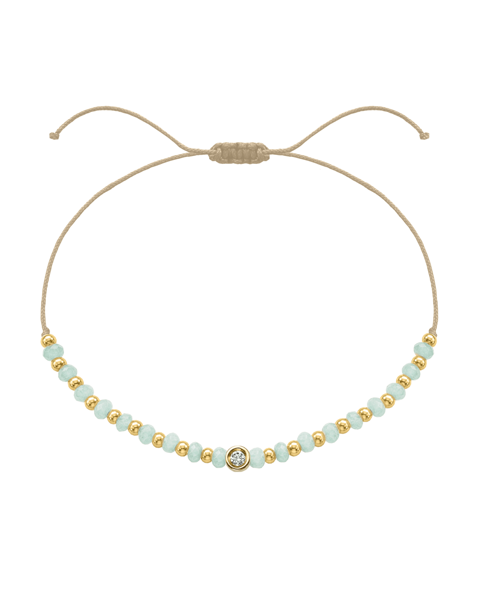 Apatite Gemstone String of Love Bracelet for Inspiration - 14K Yellow Gold Bracelets 14K Solid Gold Beige Small: 0.03ct