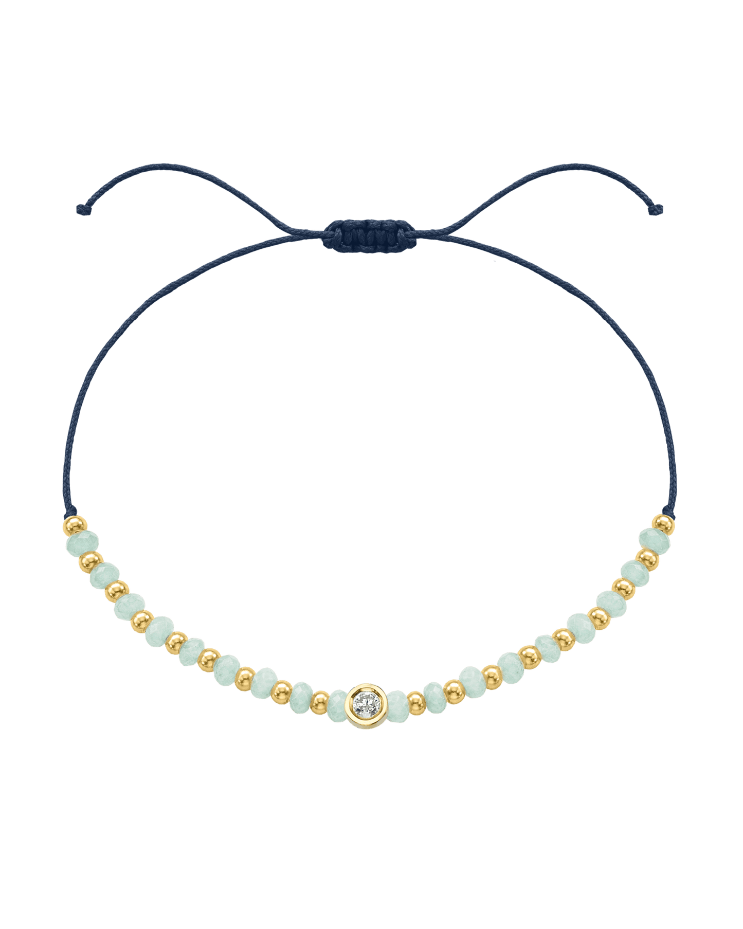 Apatite Gemstone String of Love Bracelet for Inspiration - 14K Yellow Gold Bracelets 14K Solid Gold Navy Blue Medium: 0.04ct
