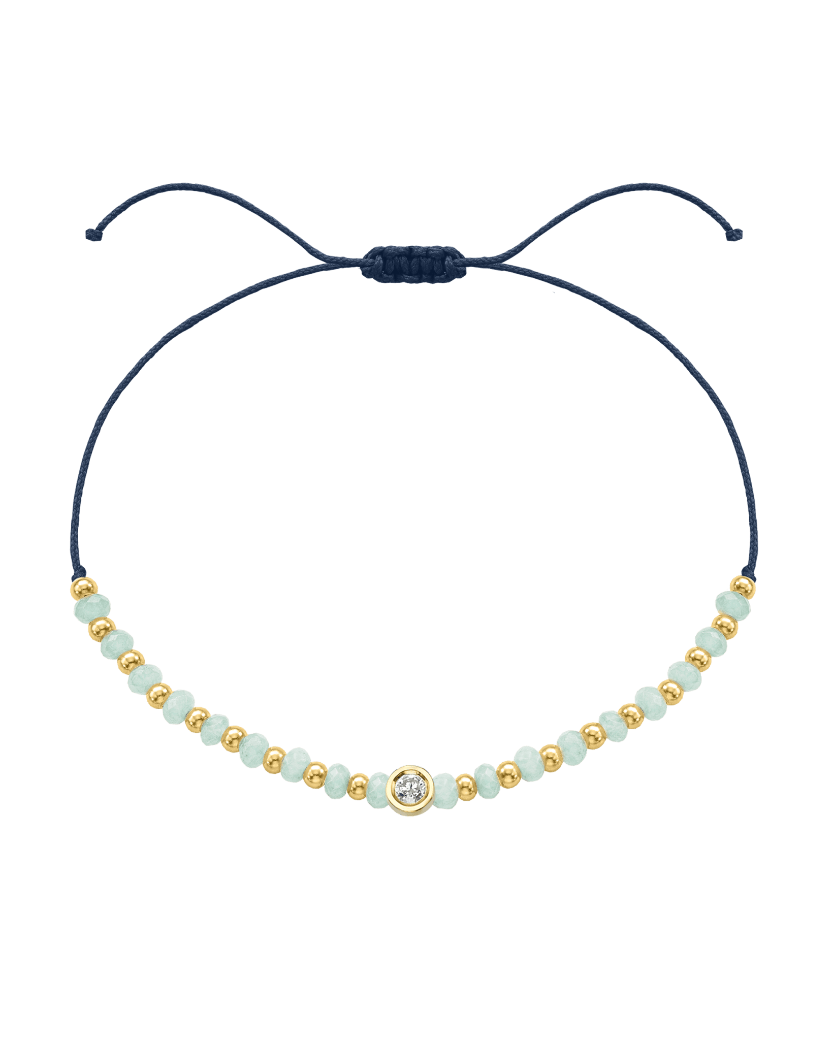 Apatite Gemstone String of Love Bracelet for Inspiration - 14K Yellow Gold Bracelets 14K Solid Gold Navy Blue Medium: 0.04ct