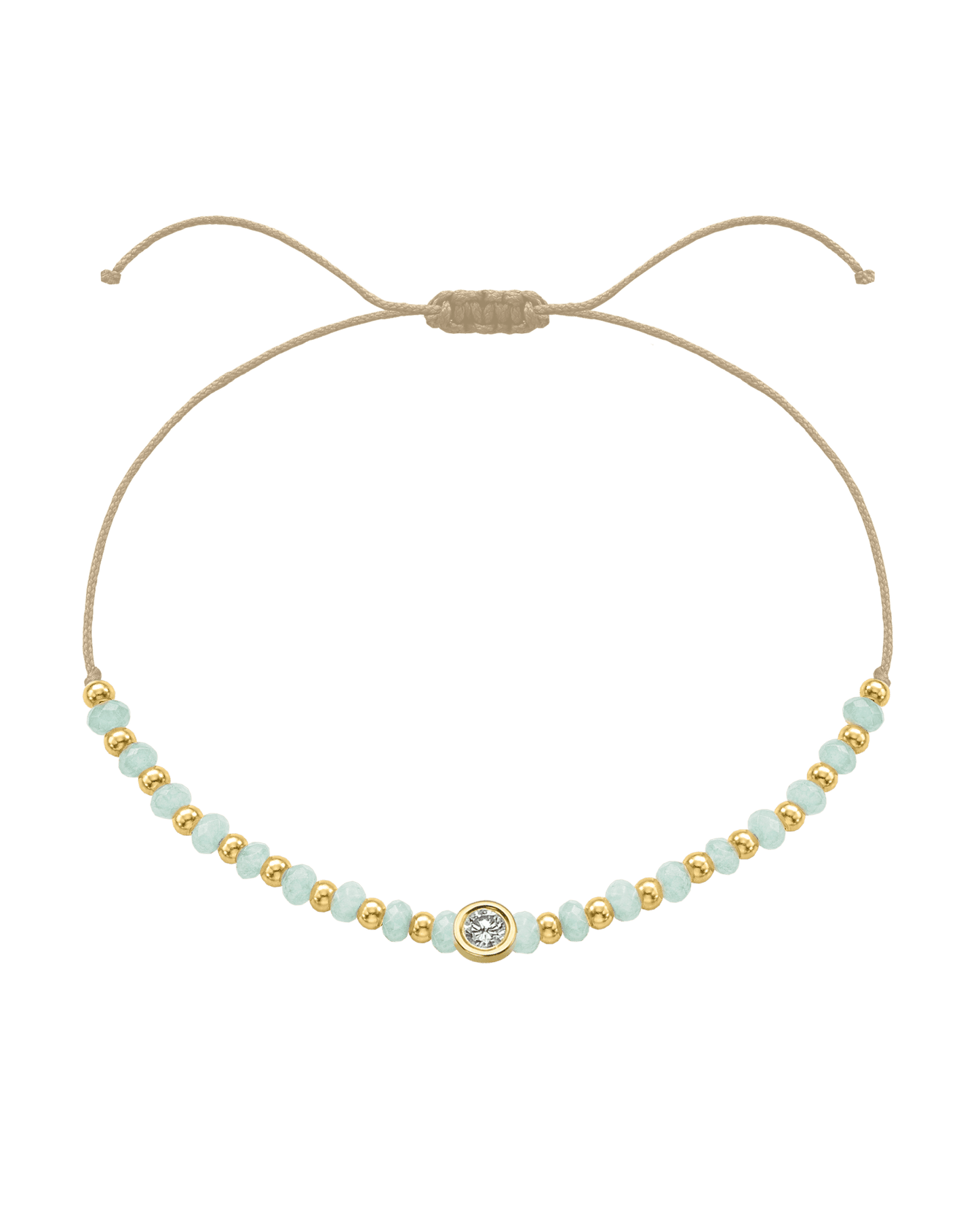 Apatite Gemstone String of Love Bracelet for Inspiration - 14K Yellow Gold Bracelets 14K Solid Gold Beige Large: 0.1ct