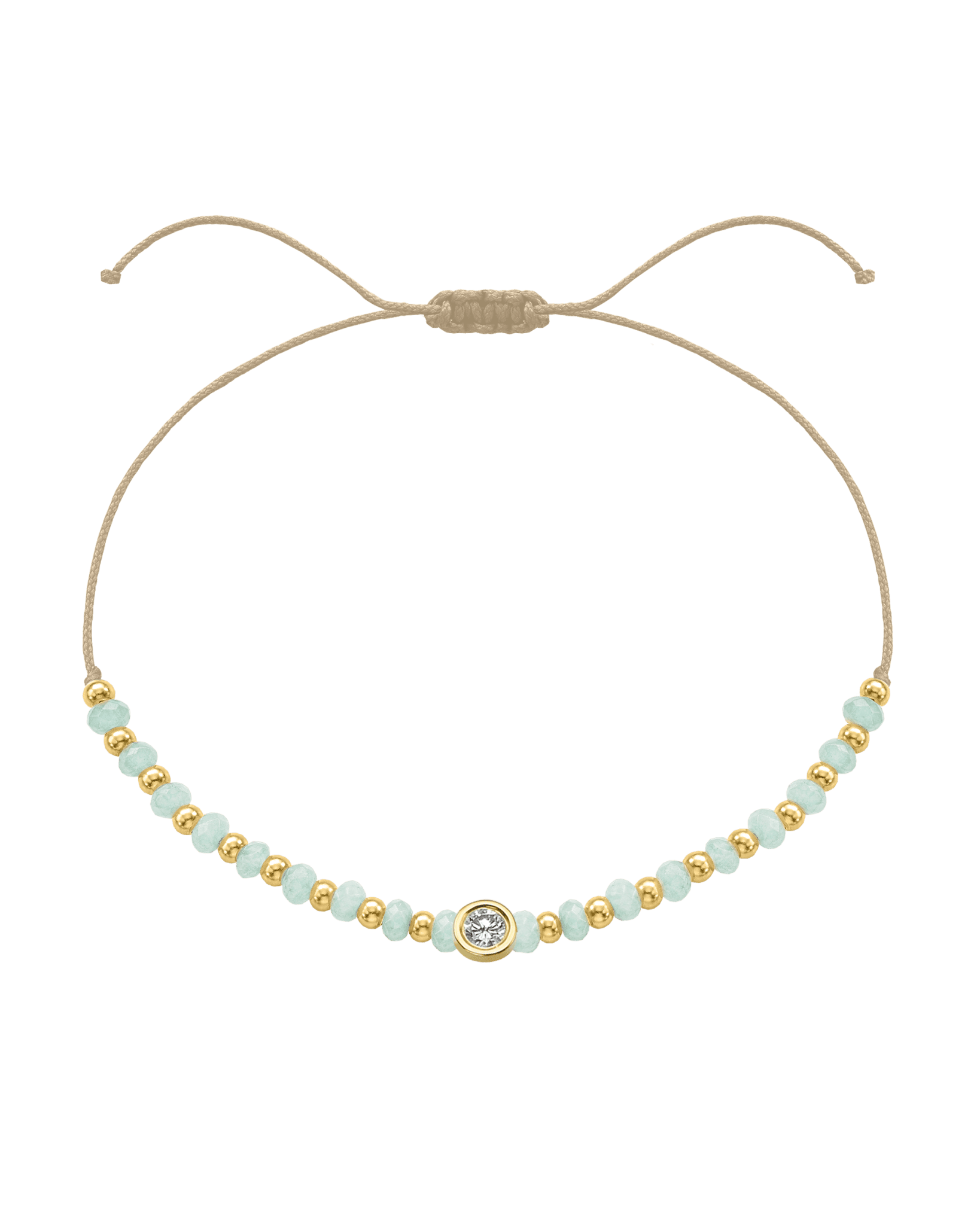 Apatite Gemstone String of Love Bracelet for Inspiration - 14K Yellow Gold Bracelets 14K Solid Gold Beige Large: 0.1ct