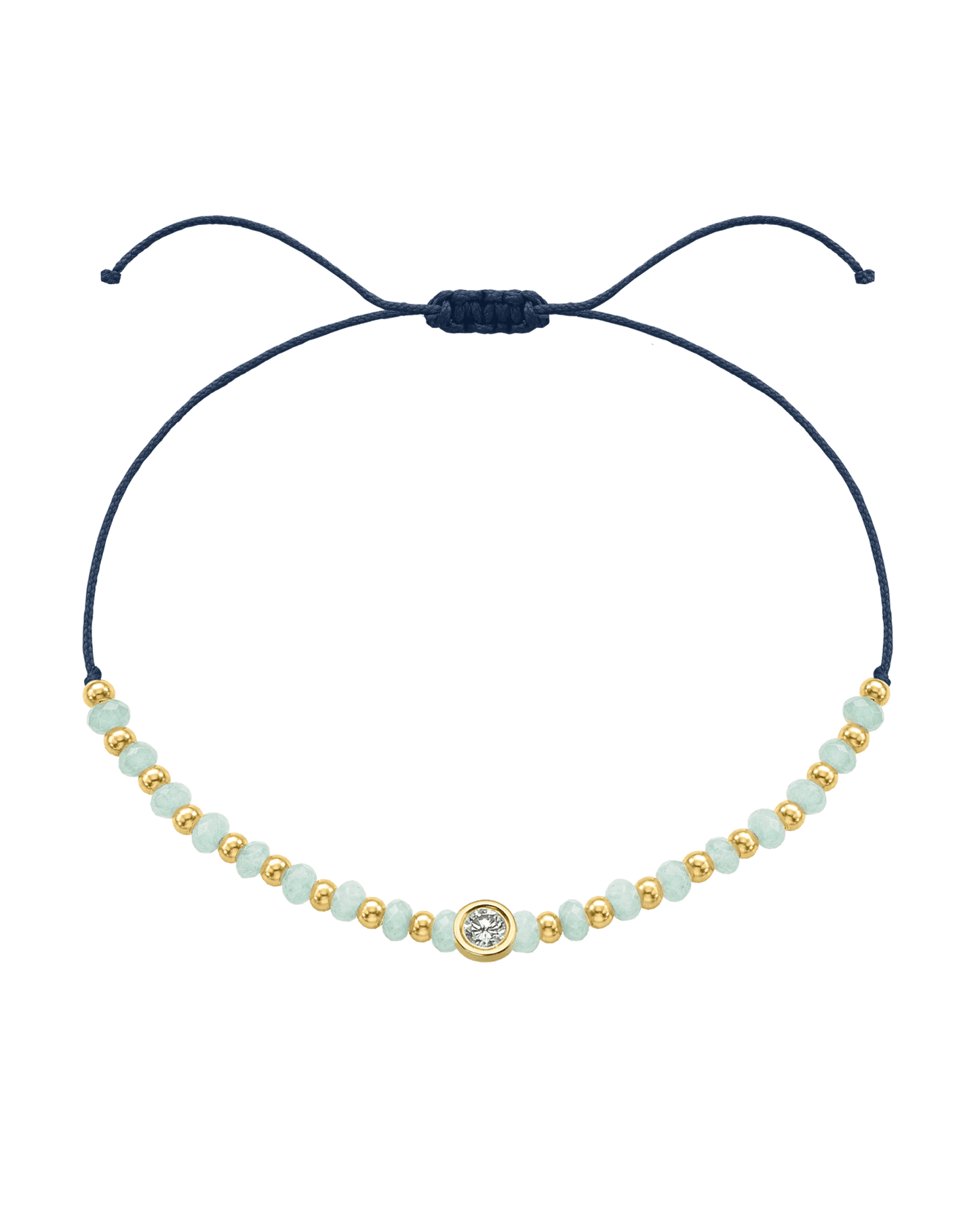 Apatite Gemstone String of Love Bracelet for Inspiration - 14K Yellow Gold Bracelets 14K Solid Gold Navy Blue Large: 0.1ct