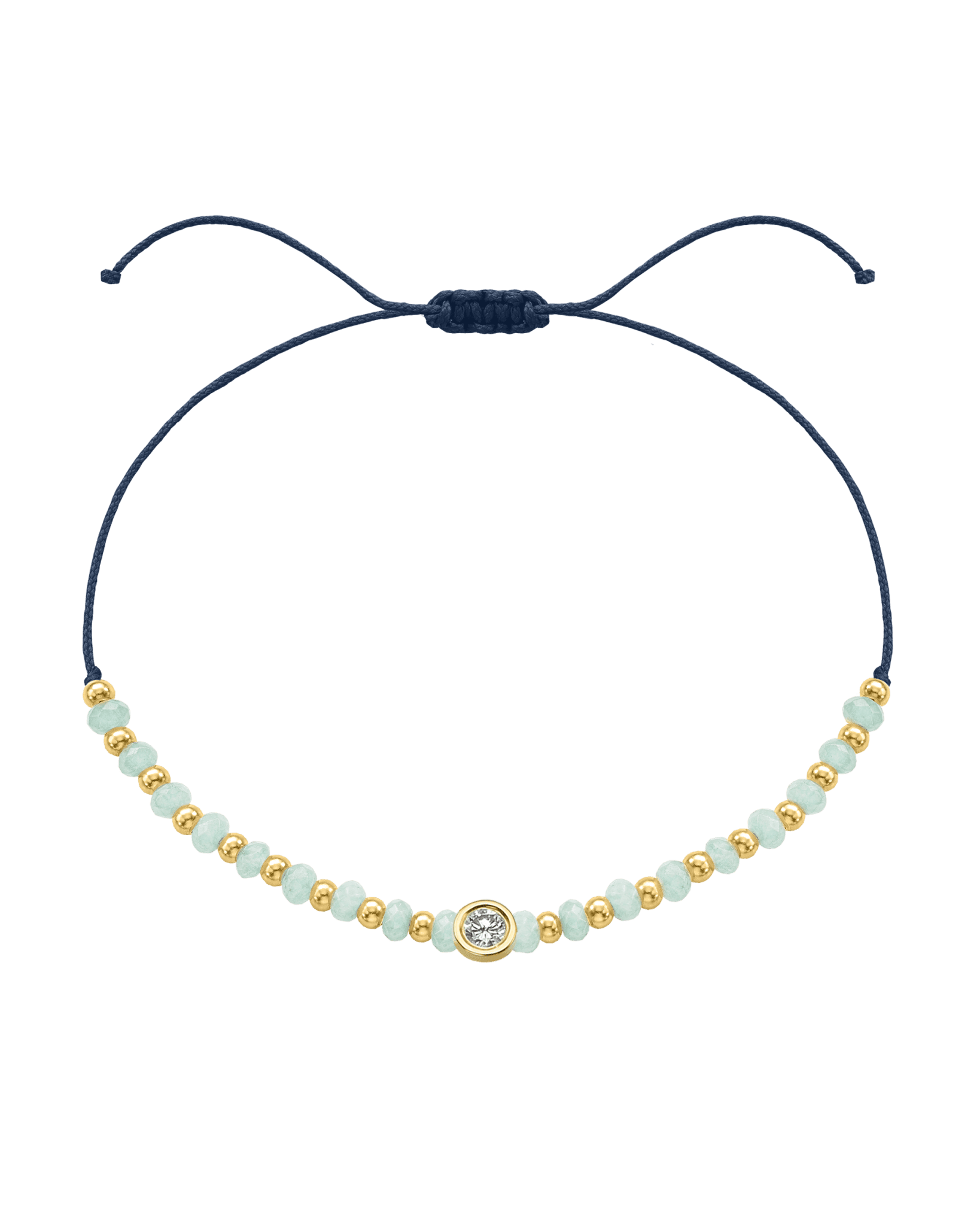 Apatite Gemstone String of Love Bracelet for Inspiration - 14K Yellow Gold Bracelets 14K Solid Gold Navy Blue Large: 0.1ct