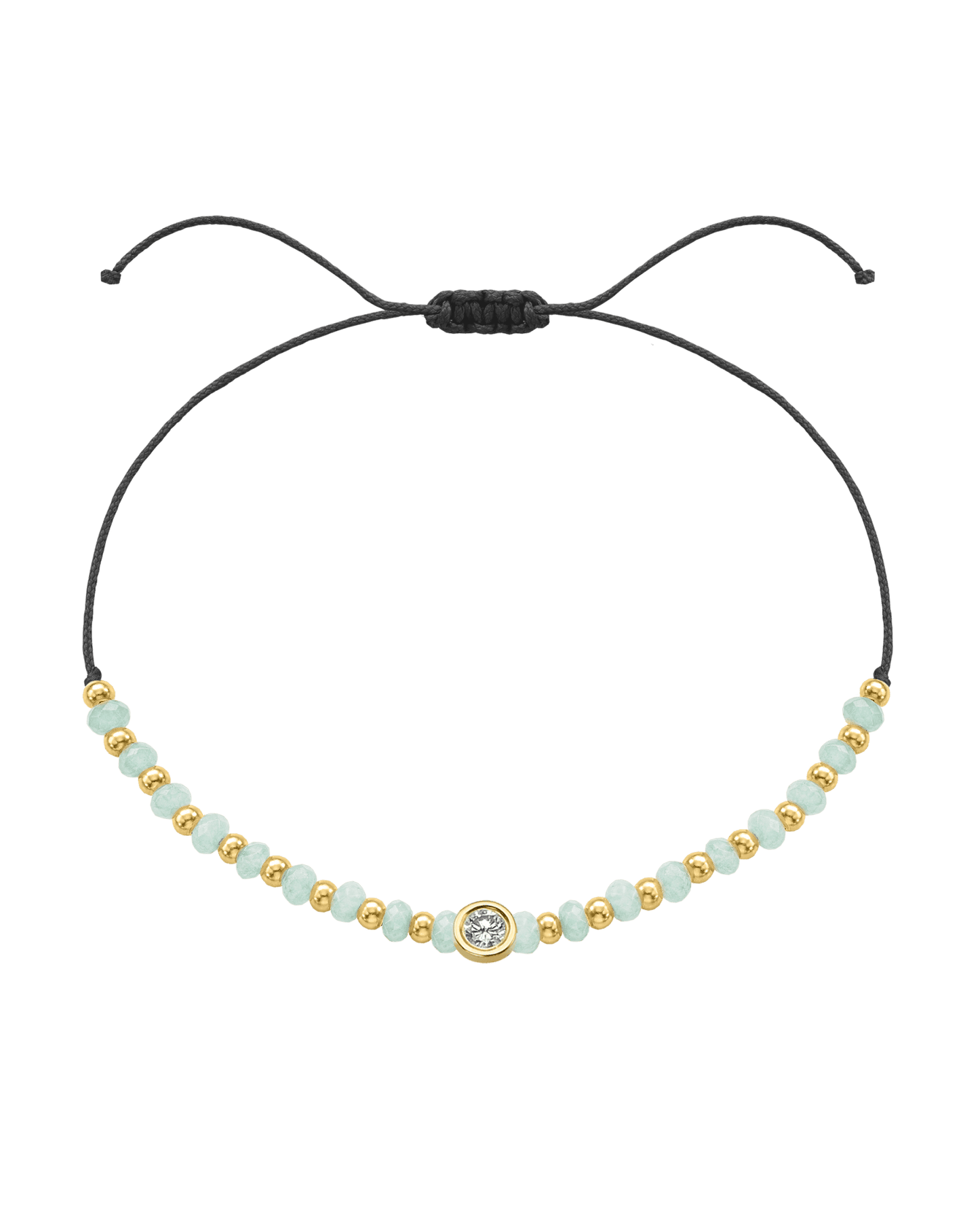 Apatite Gemstone String of Love Bracelet for Inspiration - 14K Yellow Gold Bracelets 14K Solid Gold Black Large: 0.1ct
