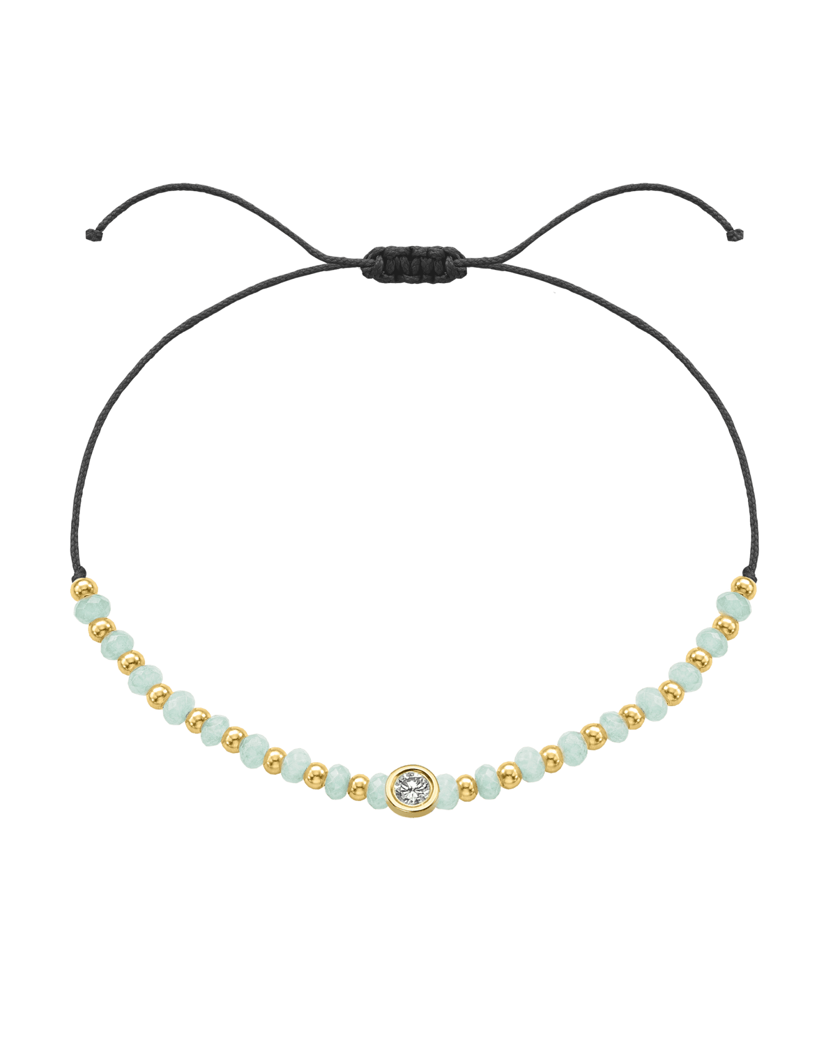 Apatite Gemstone String of Love Bracelet for Inspiration - 14K Yellow Gold Bracelets 14K Solid Gold Black Large: 0.1ct