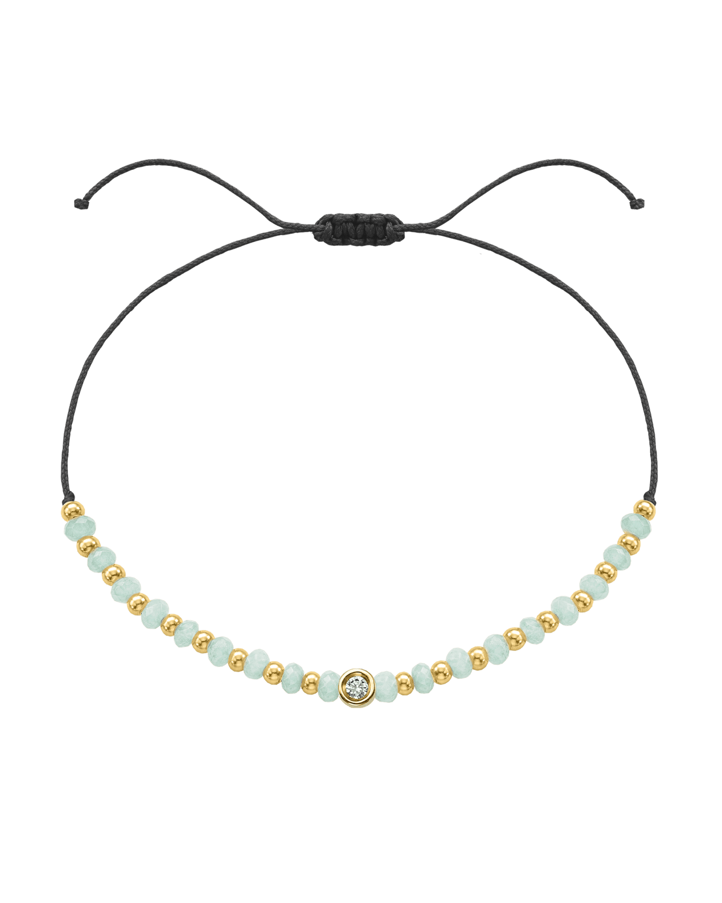 Apatite Gemstone String of Love Bracelet for Inspiration - 14K Yellow Gold Bracelets 14K Solid Gold Black Small: 0.03ct