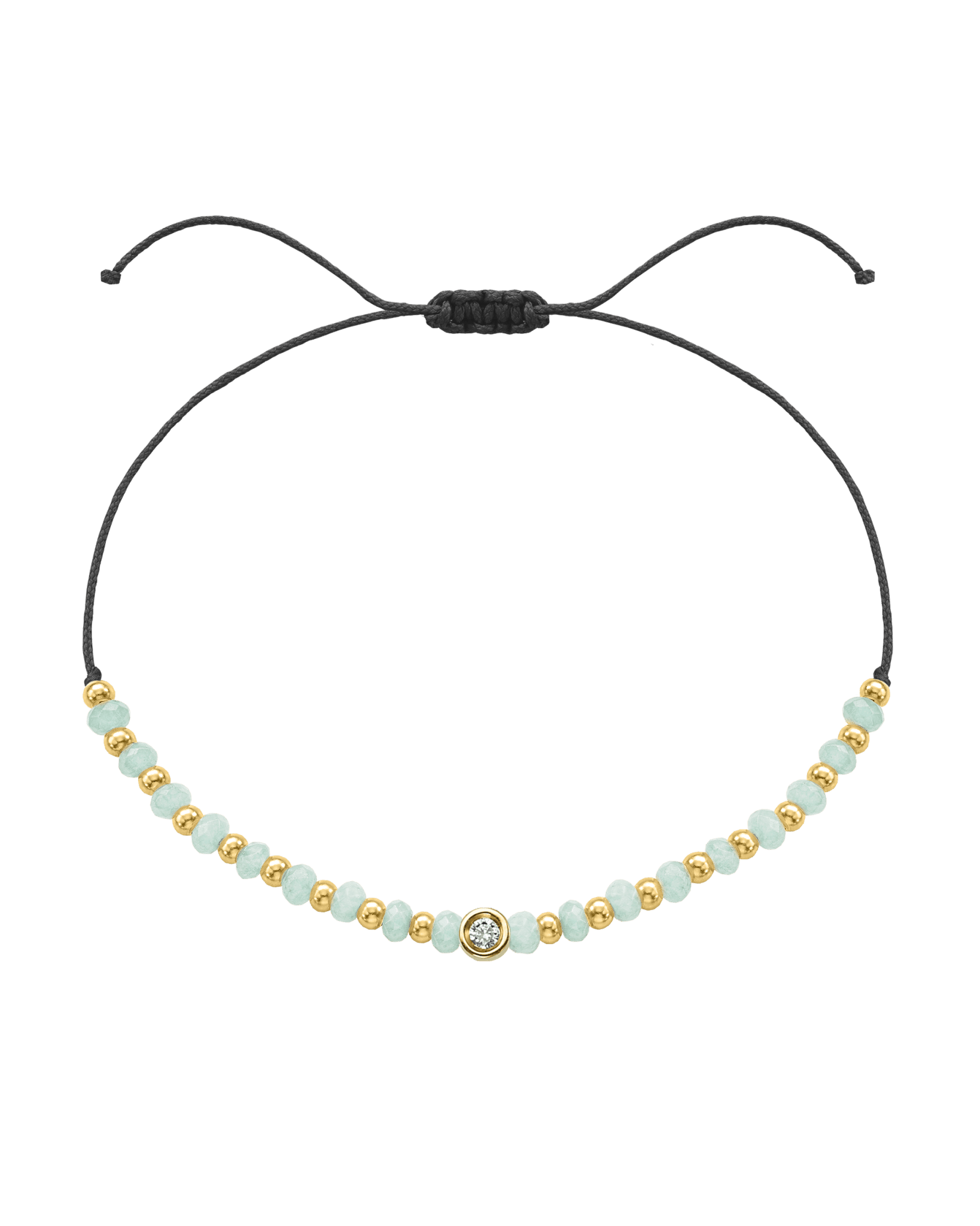 Apatite Gemstone String of Love Bracelet for Inspiration - 14K Yellow Gold Bracelets 14K Solid Gold Black Small: 0.03ct