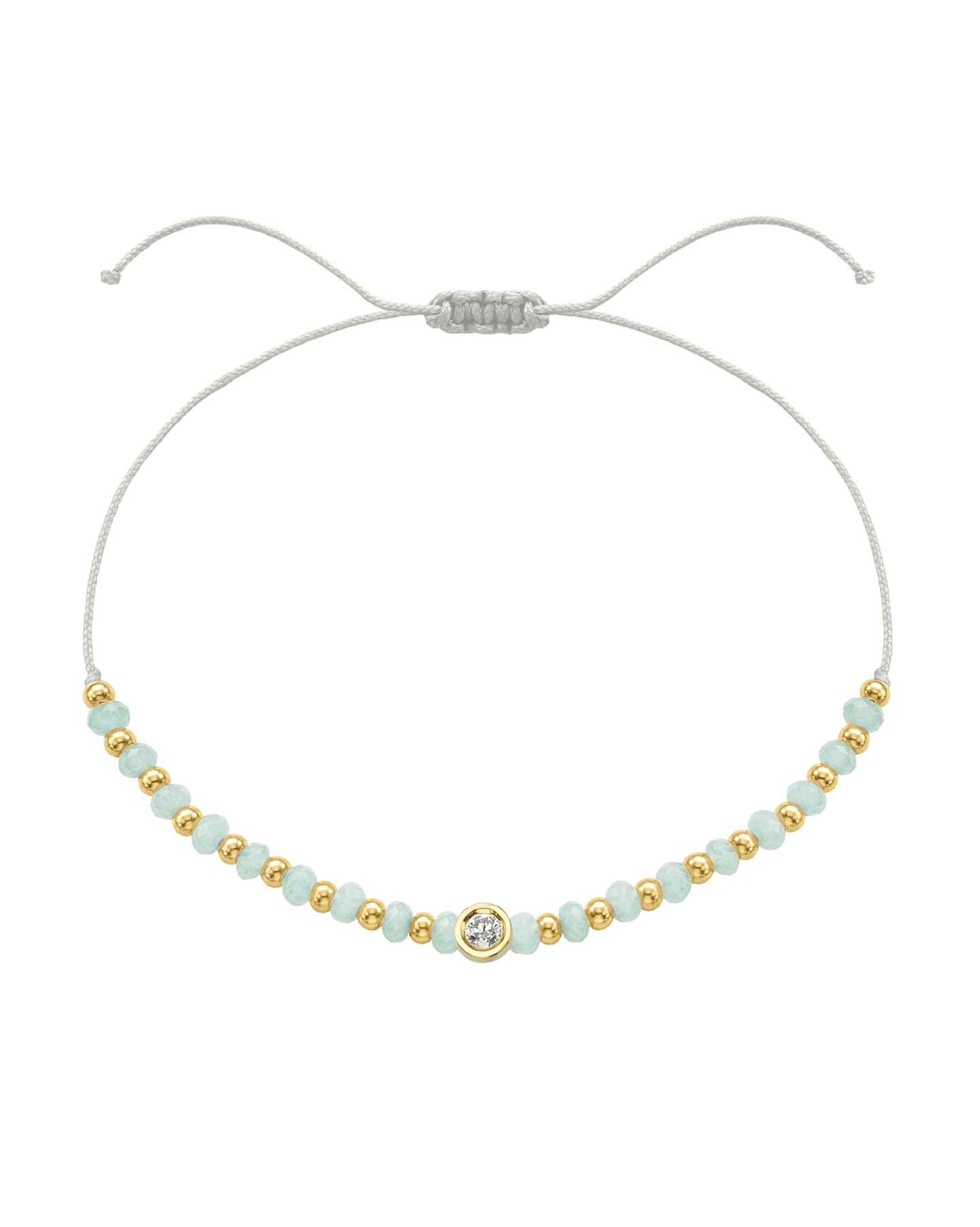 Apatite Gemstone String of Love Bracelet for Inspiration - 14K Yellow Gold Bracelets 14K Solid Gold Pearl Medium: 0.04ct