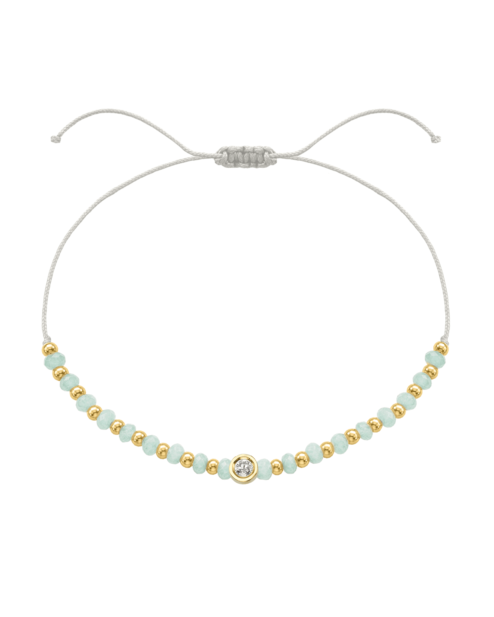 Apatite Gemstone String of Love Bracelet for Inspiration - 14K Yellow Gold Bracelets 14K Solid Gold Pearl Medium: 0.04ct