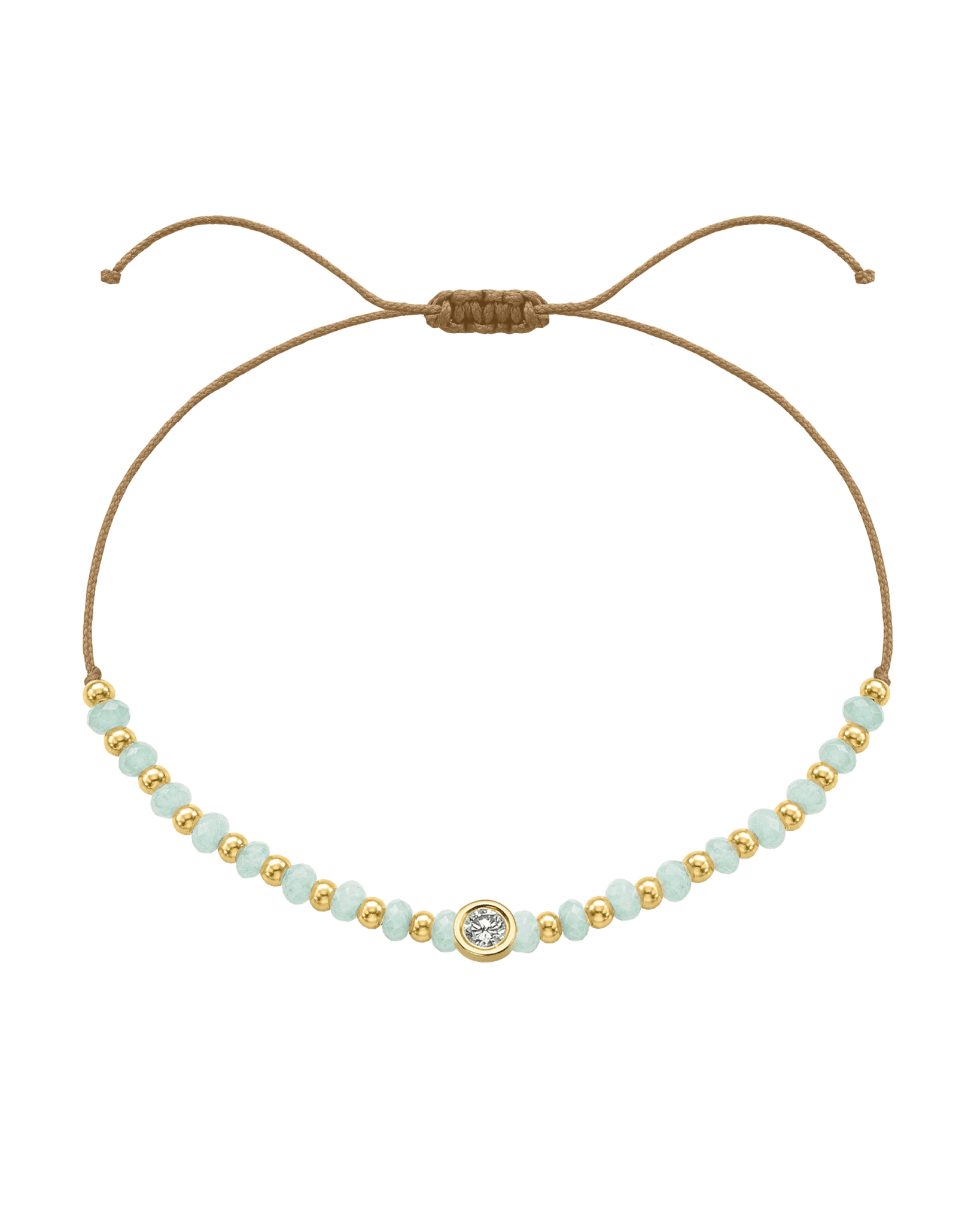 Apatite Gemstone String of Love Bracelet for Inspiration - 14K Yellow Gold Bracelets 14K Solid Gold Camel Large: 0.1ct