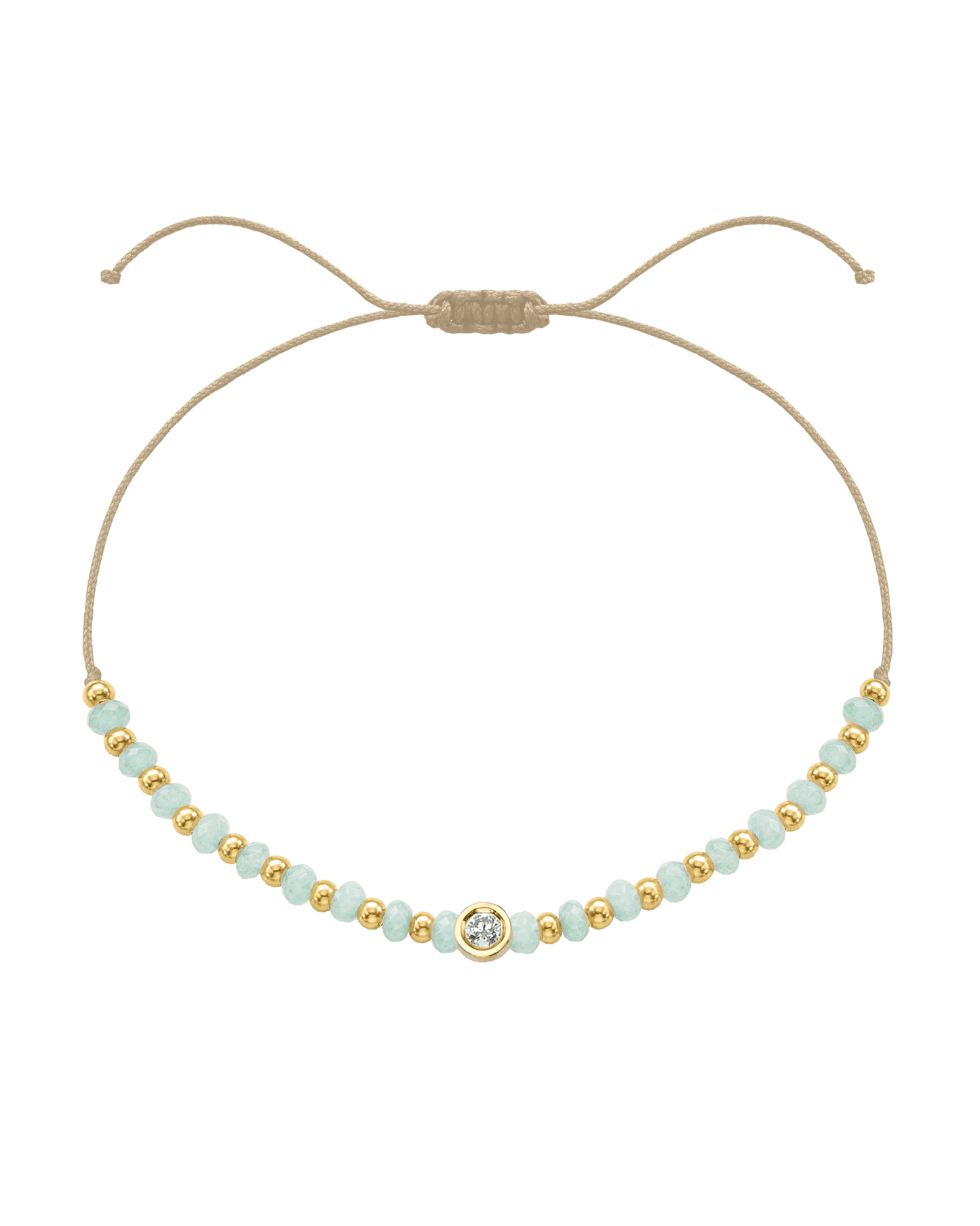 Apatite Gemstone String of Love Bracelet for Inspiration - 14K Yellow Gold Bracelets 14K Solid Gold Beige Medium: 0.04ct