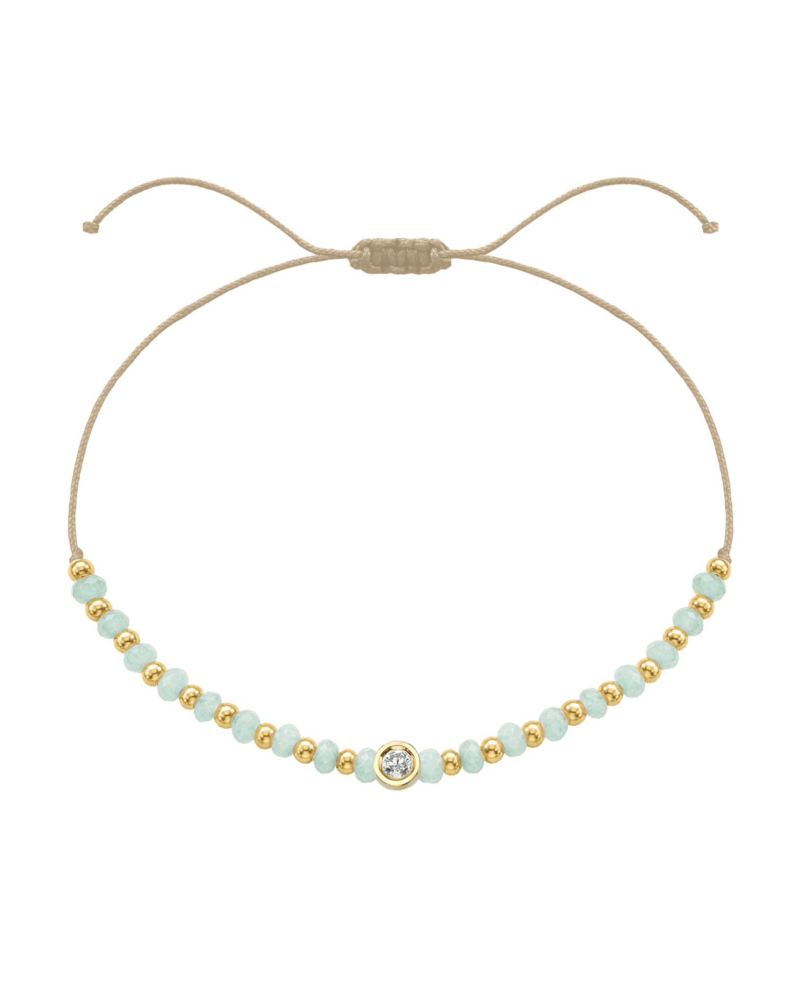 Apatite Gemstone String of Love Bracelet for Inspiration - 14K Yellow Gold Bracelets 14K Solid Gold Beige Medium: 0.04ct