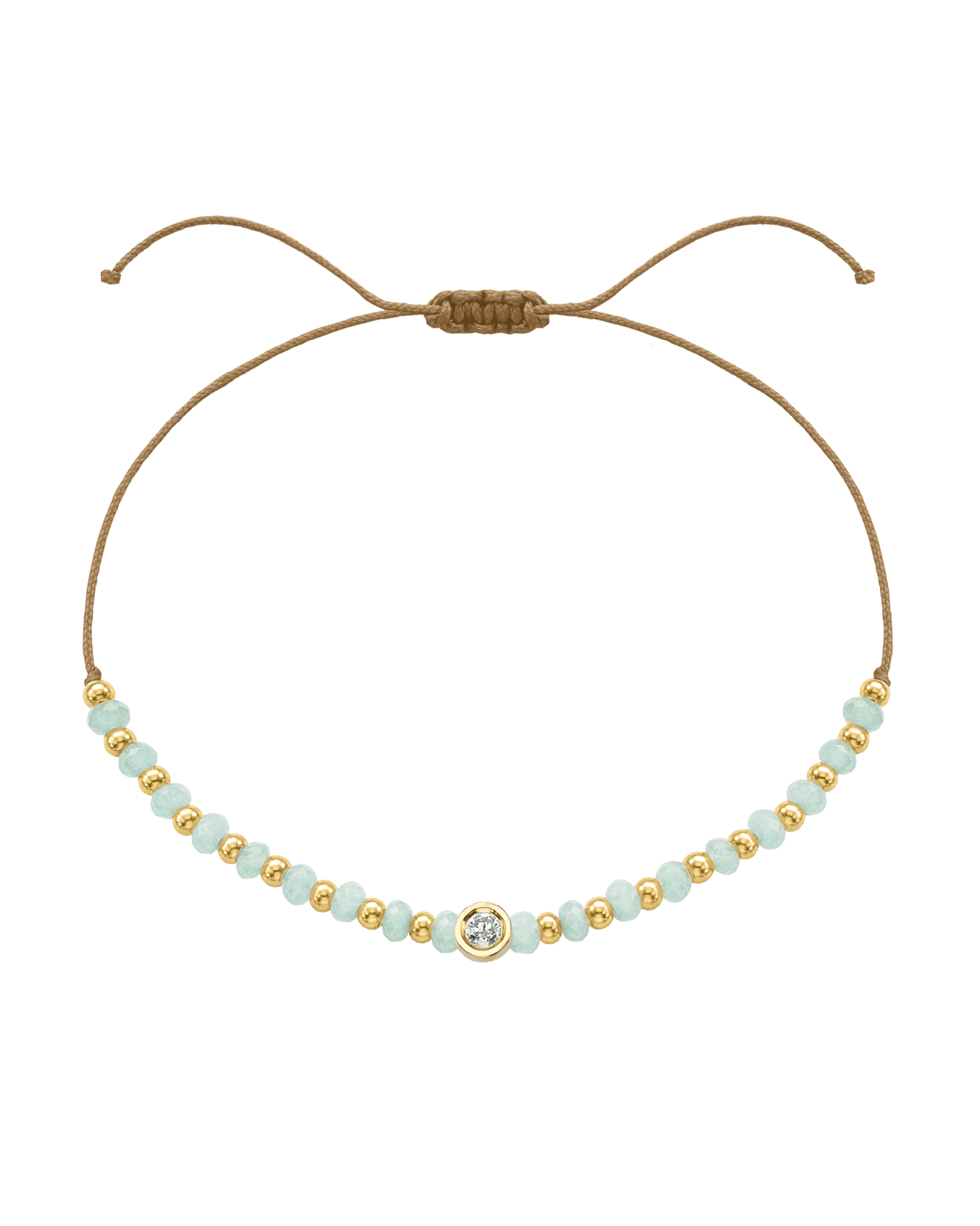 Apatite Gemstone String of Love Bracelet for Inspiration - 14K Yellow Gold Bracelets 14K Solid Gold Camel Medium: 0.04ct
