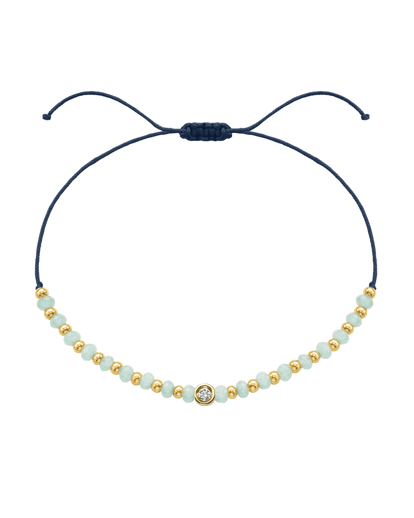 Apatite Gemstone String of Love Bracelet for Inspiration - 14K Yellow Gold Bracelets 14K Solid Gold Navy Blue Small: 0.03ct