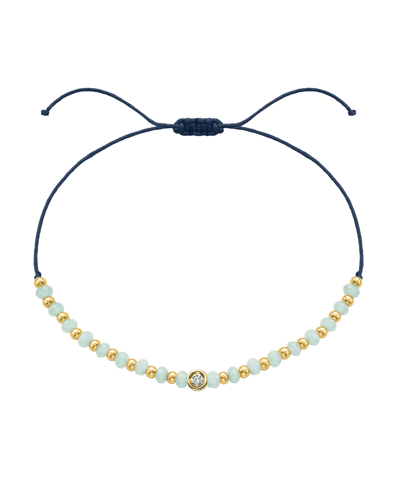 Apatite Gemstone String of Love Bracelet for Inspiration - 14K Yellow Gold Bracelets 14K Solid Gold Navy Blue Small: 0.03ct
