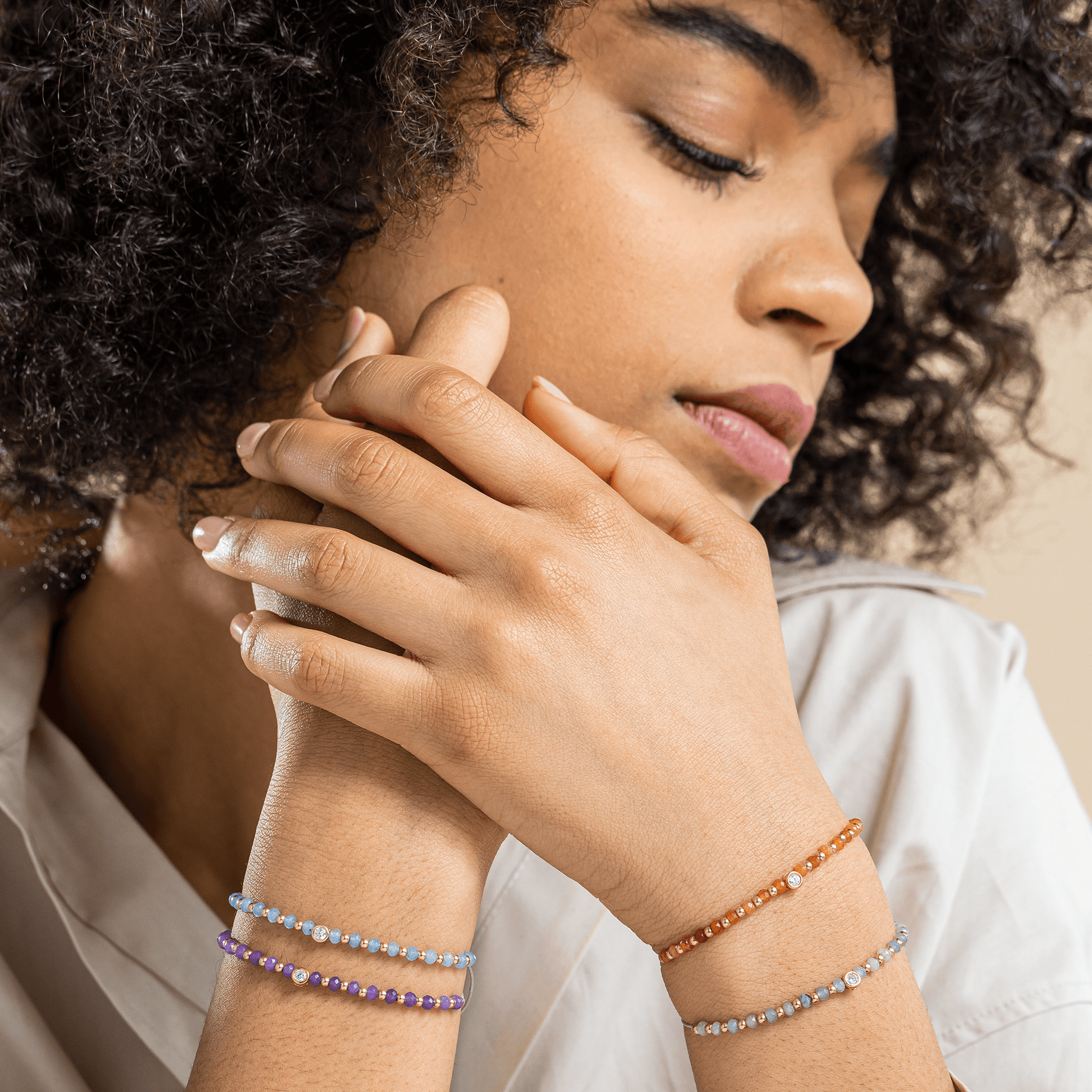 Apatite Gemstone String of Love Bracelet for Inspiration - 14K Rose Gold Bracelets 14K Solid Gold